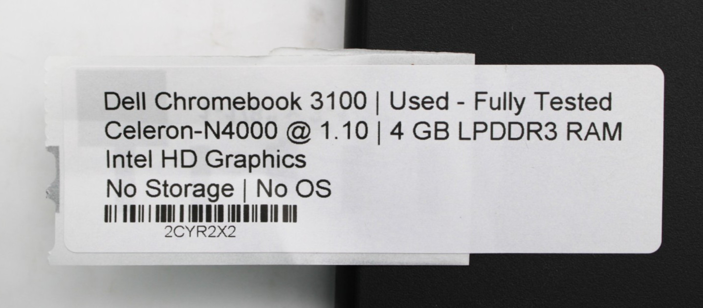 Dell Chromebook 3100 Celeron N4000@1.10GHz 4GB LPDDR3 NO STORAGE/OS*USED/TESTED*