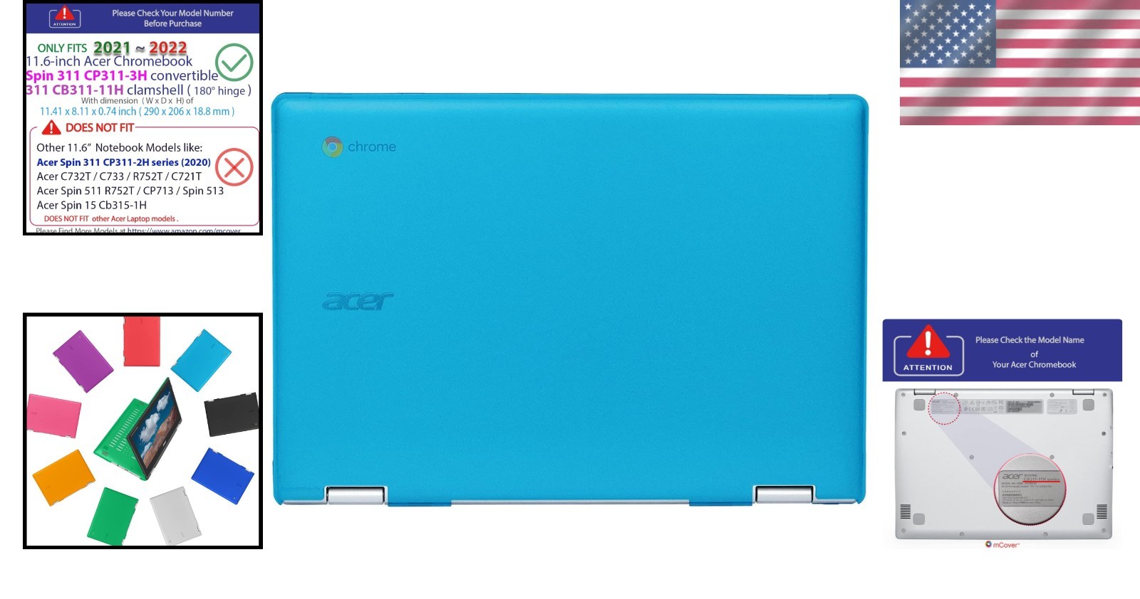 Scratch-Resistant Aqua Case for 11.6″ Acer Chromebook 311 & Spin Convertible