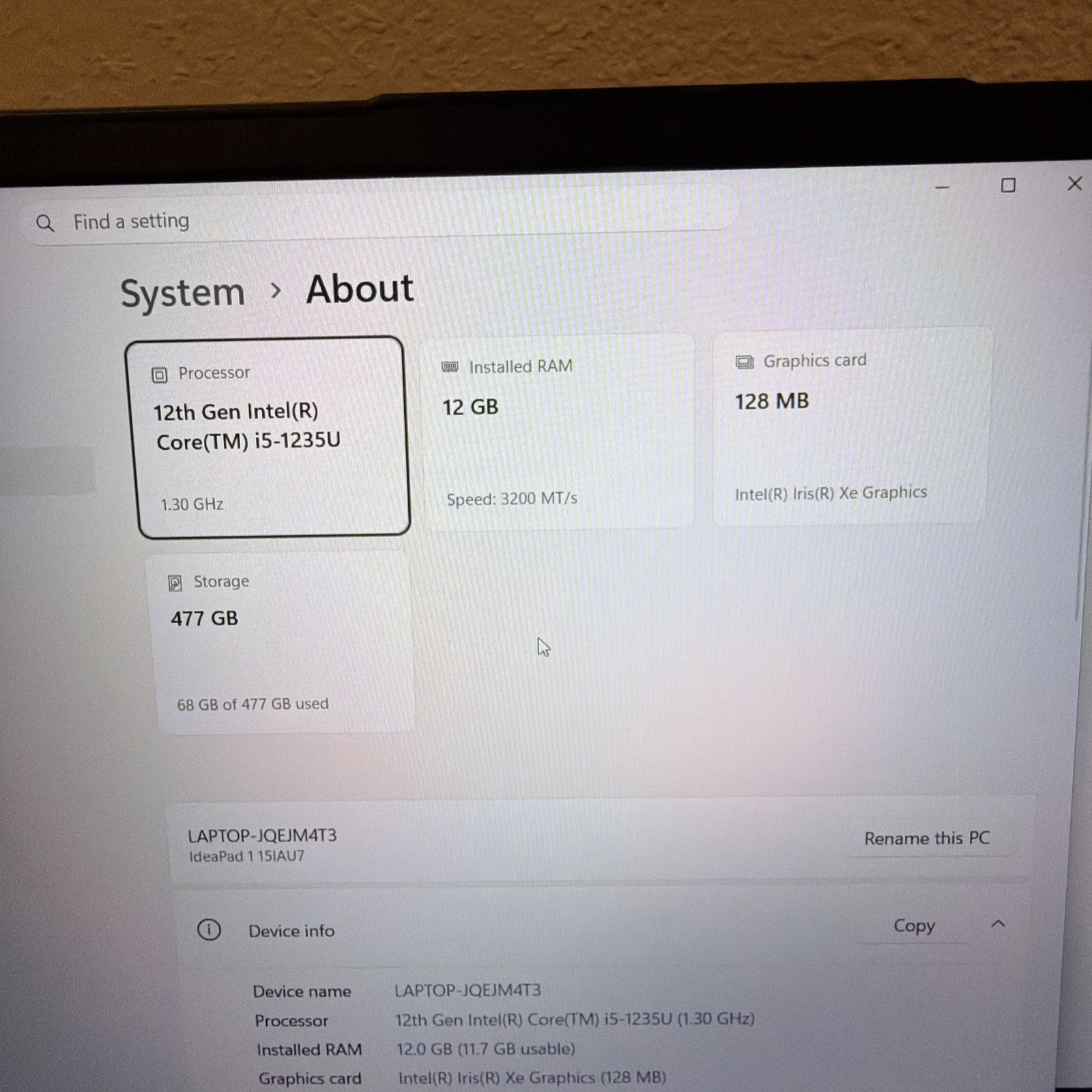 Lenovo IdeaPad 1/ 15.6″/ 512GB SSD, Intel Core i5-1235U, 1.30GHz, 12GB.Touch Scn