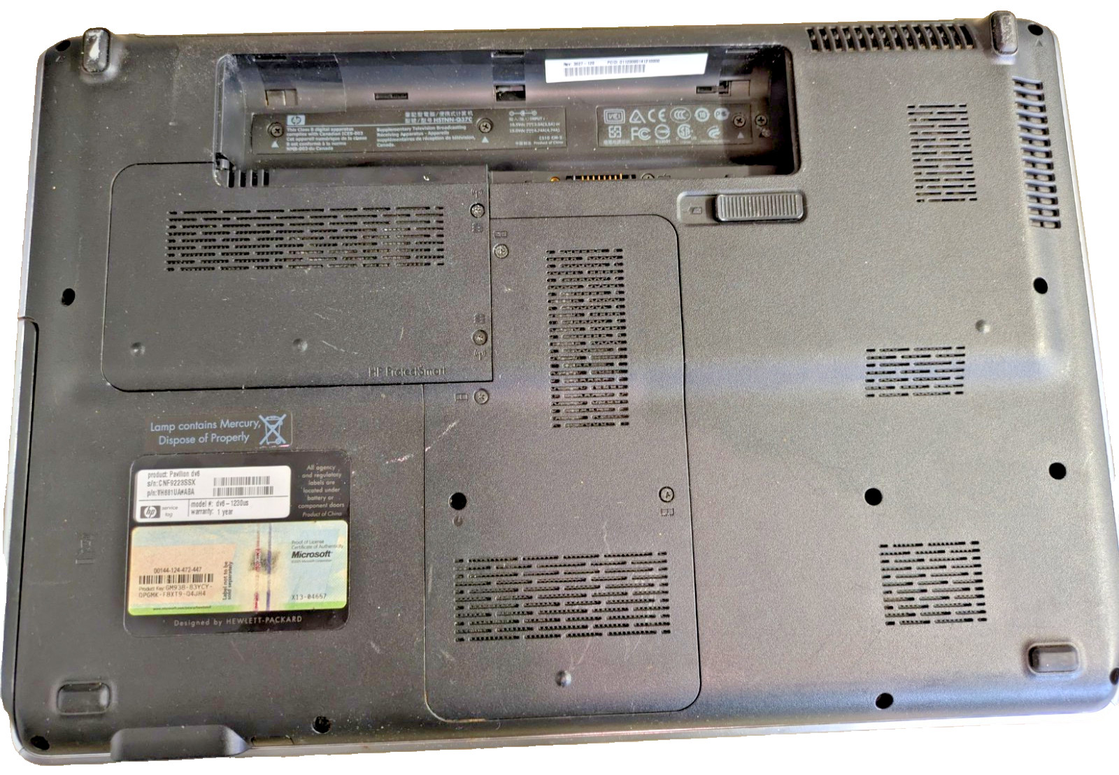 HP Pavilion DV6-1230us Laptop Intel Core 2 Duo T6500 2GB RAM NO HD/OS/BATT