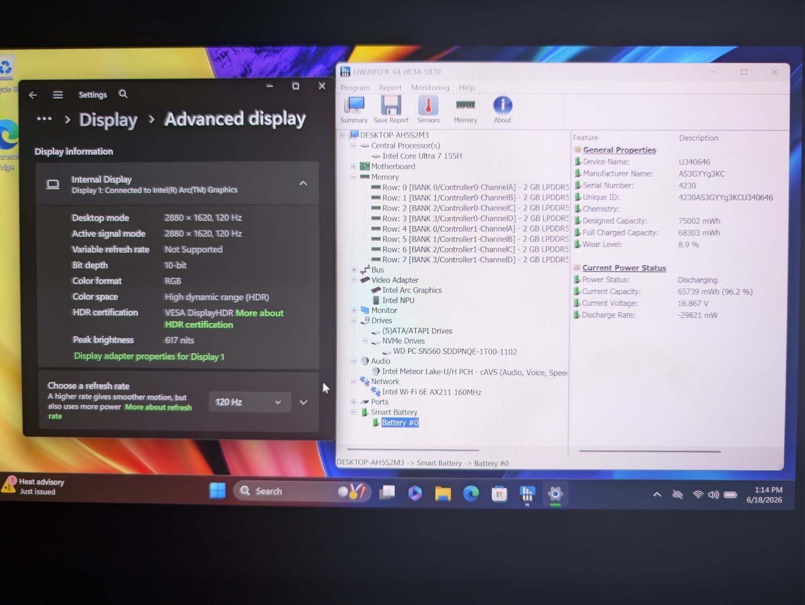 Asus Vivobook S 15 3K OLED @ 120Hz HDR | Ultra 7 16GB RAM 1TB SSD | RGB Backlit
