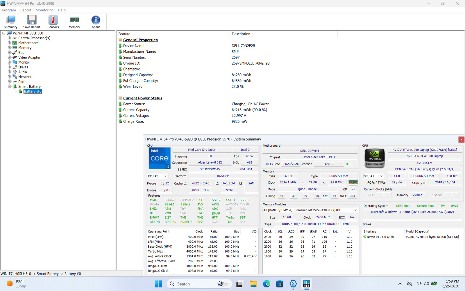 Dell Precision 5570 16″ i7-12800H RTX A1000 32GB 512GB SSD Win11