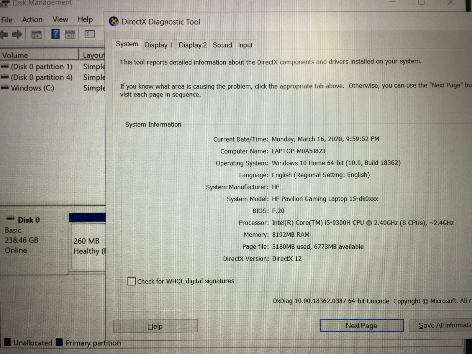 *Bad Battery* HP Pavilion 15-dk0068wm 15.6 Gaming/i5-9300H/8GB/256GB SSD/GTX1050
