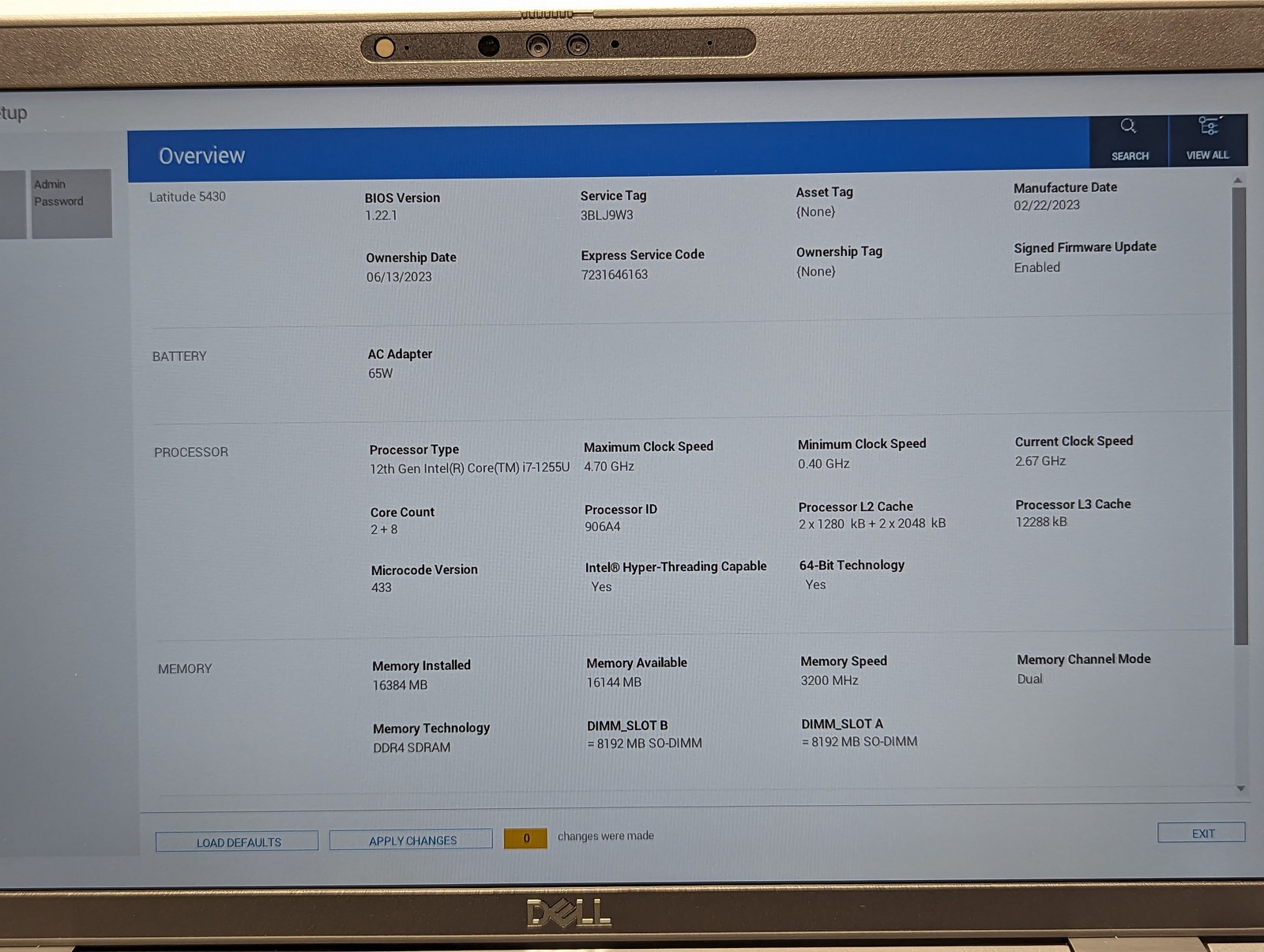 DELL LATITUDE 5430 Notebook i7-1255u 16GB RAM 512GB Grade C Low Battery Health