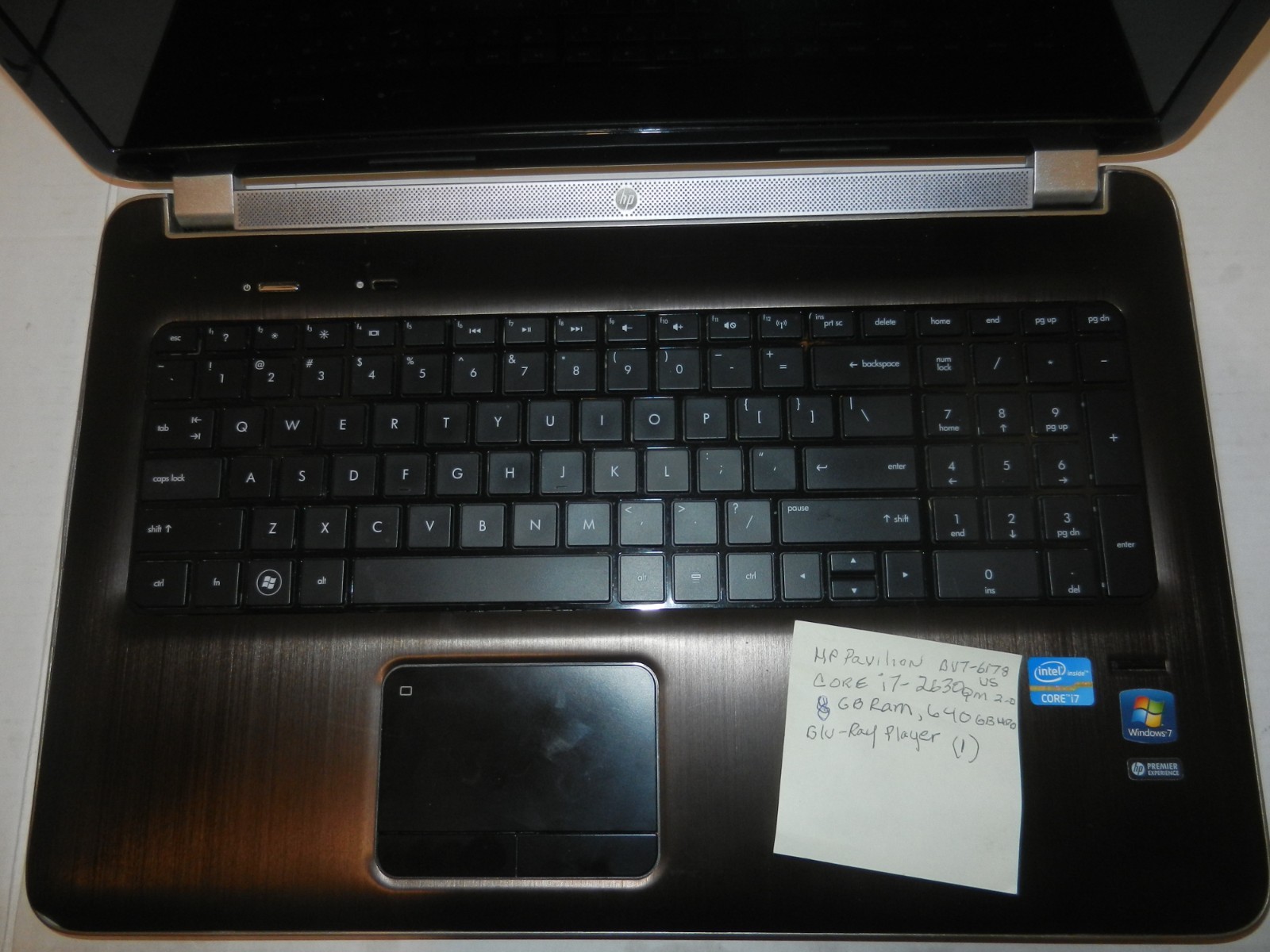 HP PAVILION DV7-6178US 17.3″ COREi7-2630QM@2.0GHz 6GB RAM 640GB HDD WIN7 OFF13(1