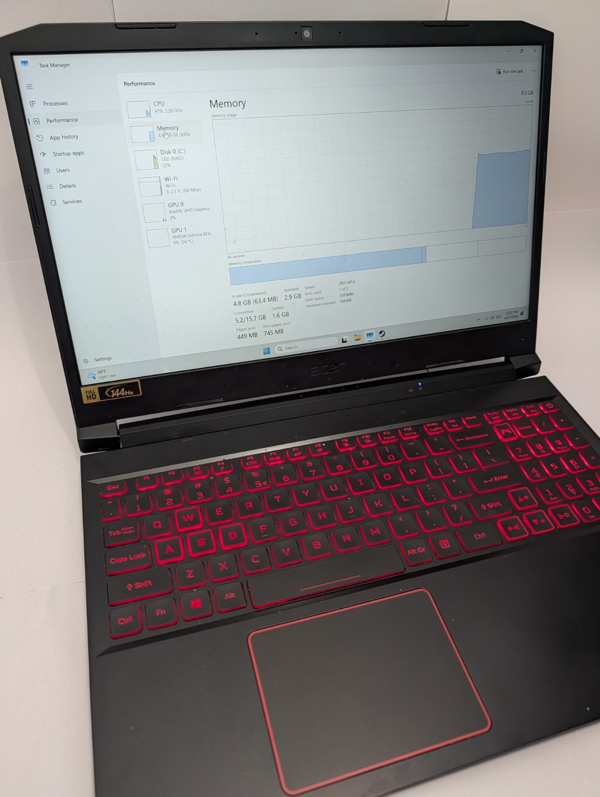 Acer Nitro 5 | Intel i5-10300H, RTX 3050, 256GB SSD, 8GB RAM | Good Condition