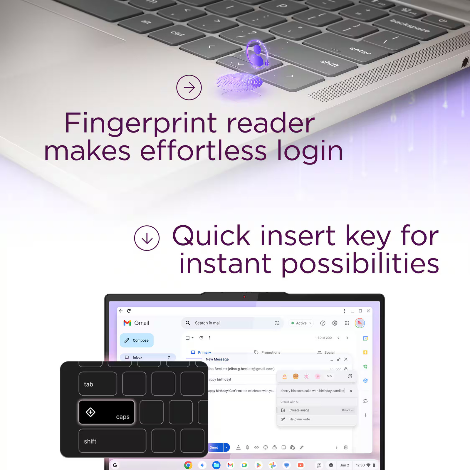 Lenovo – Chromebook Plus 14″ OLED 2K Touchscreen Laptop with Google AI – Medi…