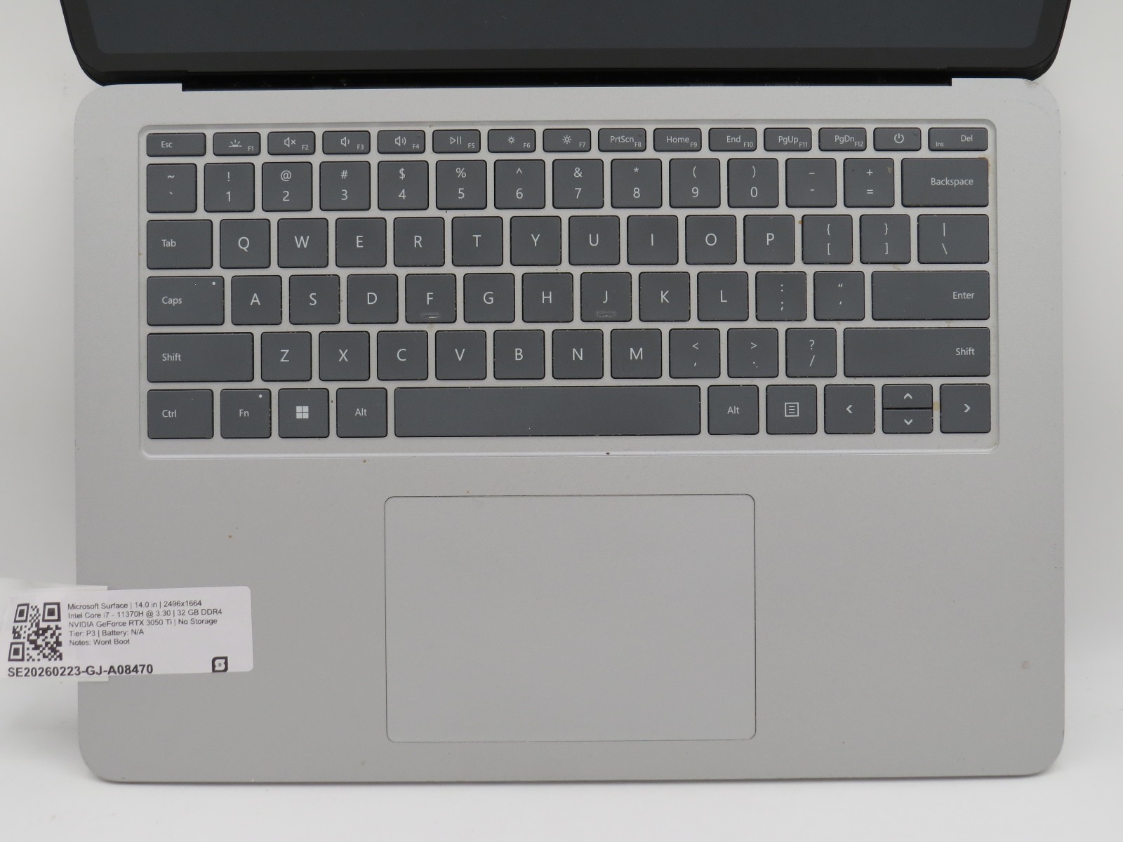 i7-11370H @ 3.3GHz 32GB DDR4 RTX 3050 Ti 14″ touch No HDD/OS/AC *REPAIR*