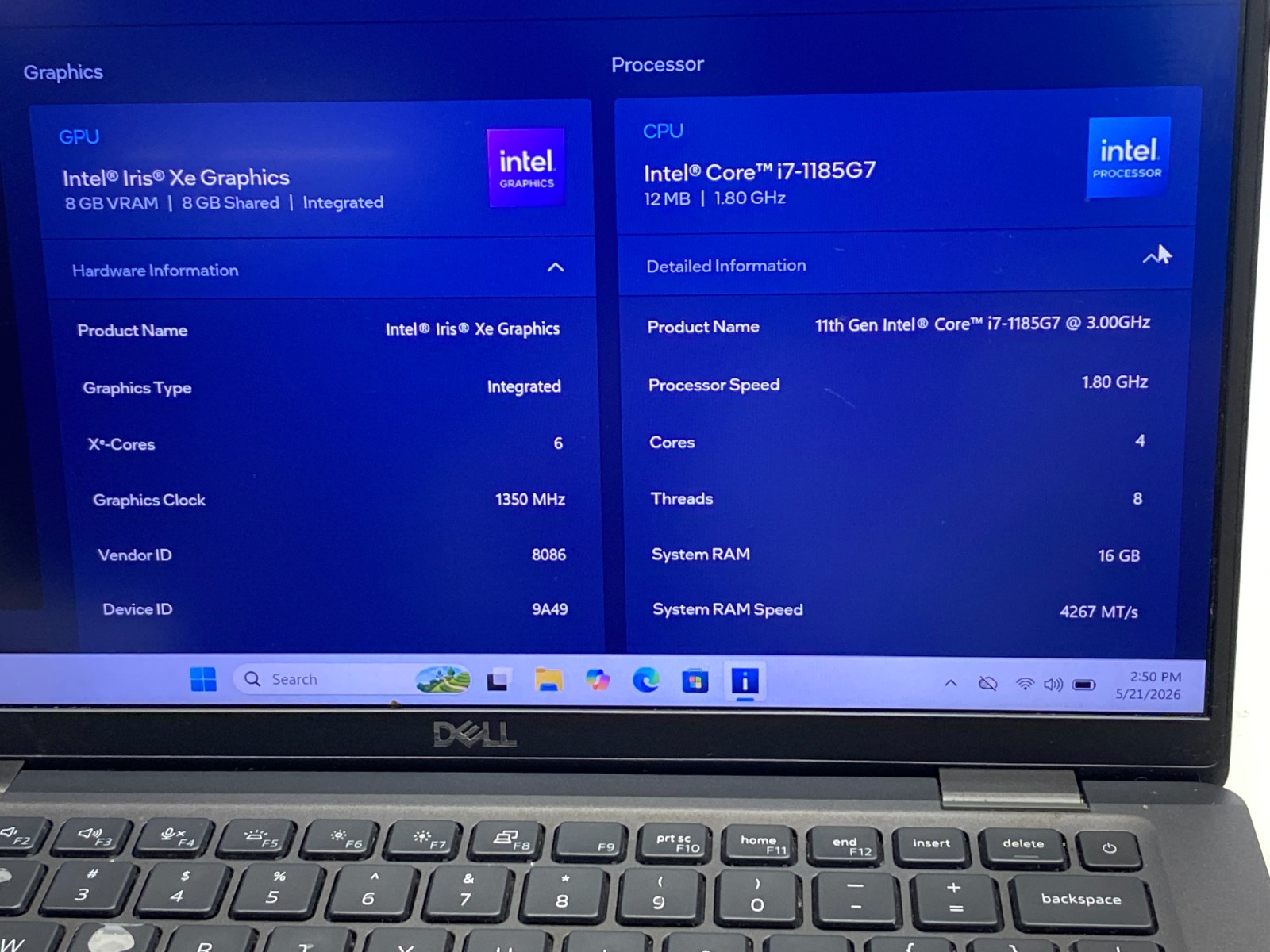 DELL LATITUDE 7420 i7-1185G7@3.00GHz 16GB RAM 256GB NVMe W11P *READ