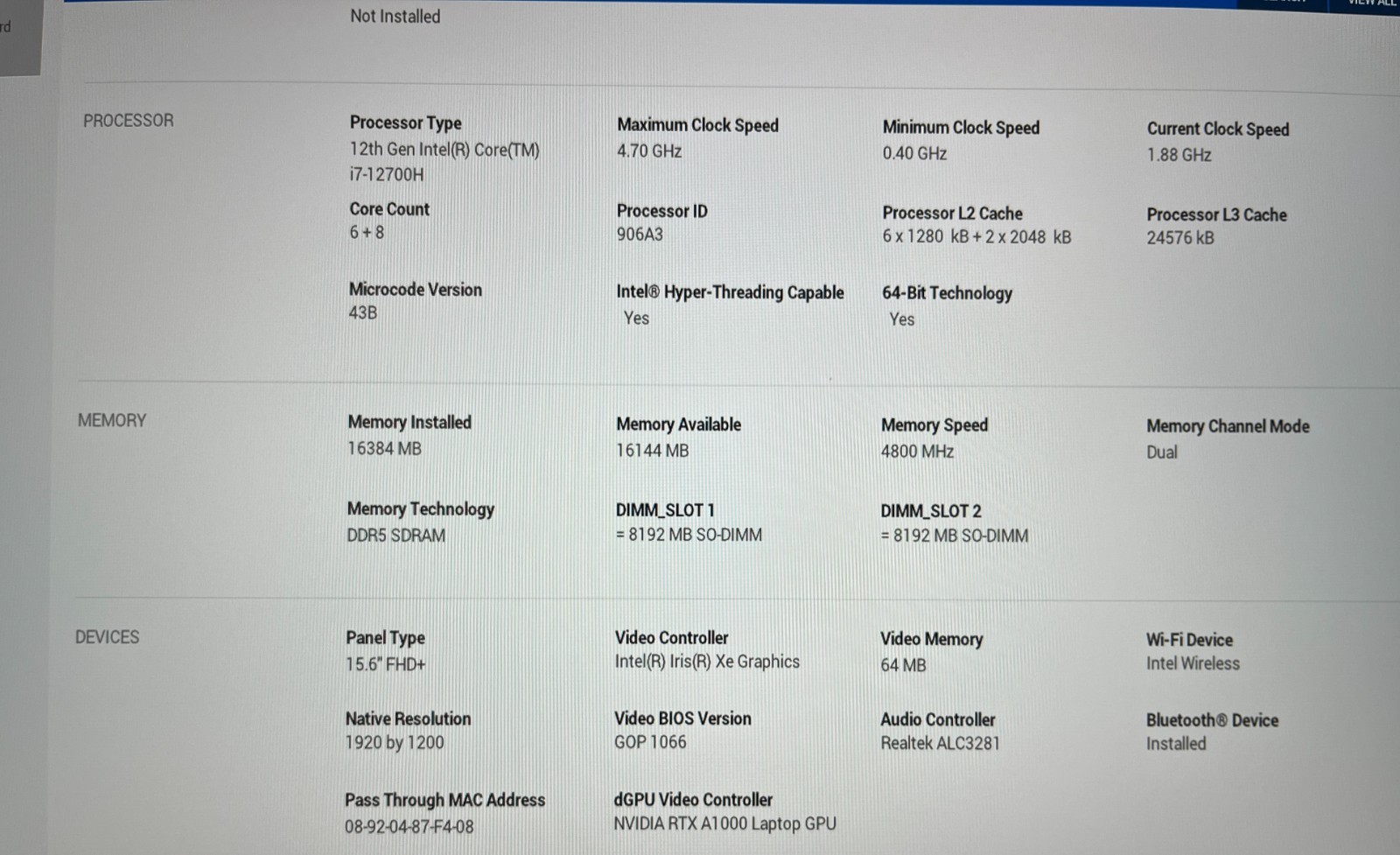 Dell Precision 5570 15.6″ FHD+ Core 6+8 i7-12700H 16G RTX A1000 512GB W11 Pro