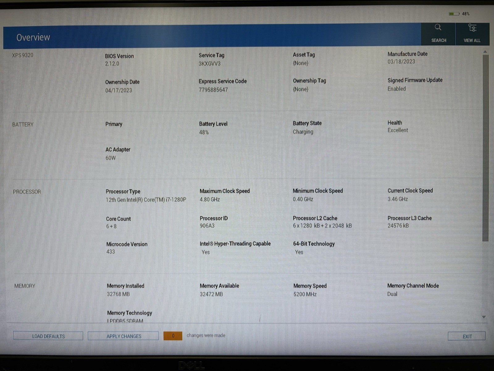 Dell XPS 13 Plus 9320 i7-1280P 32GB RAM 256GB NVMe Broken Screen
