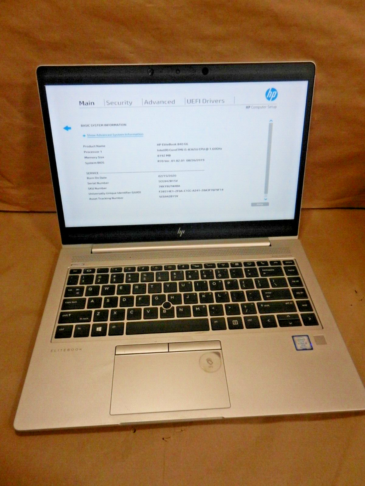 HP EliteBook 840 G6 Intel Core i5-8365U @ 1.60GHz / 8GB RAM / NO HDD !