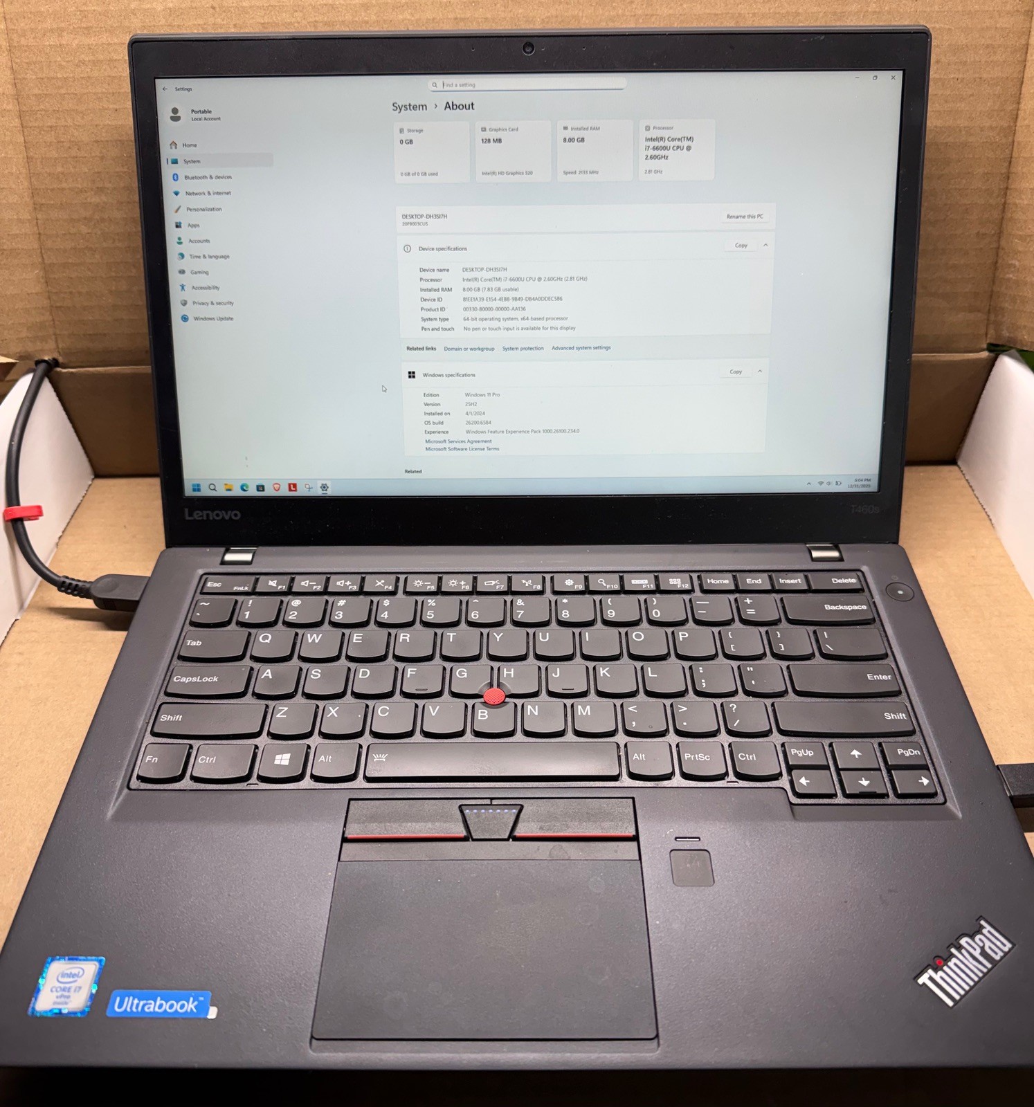 Lenovo Thinkpad T470s, Core i7-6600U 2.60 Ghz, 8GB, AC, Dock, No Drive