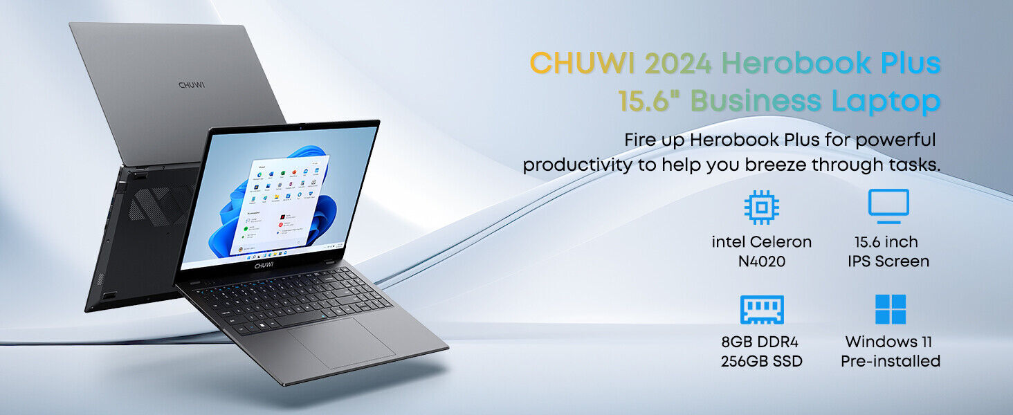 CHUWI 15.6in HeroBook Plus Laptop Windows 11 PC Intel Celereon N4020 8G 256G