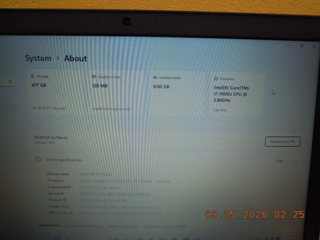 Dell Latitude 5590 Laptop i7-7600U @ 2.80GHz 8GB RAM 512GB M.2 Win 11 Pro #1
