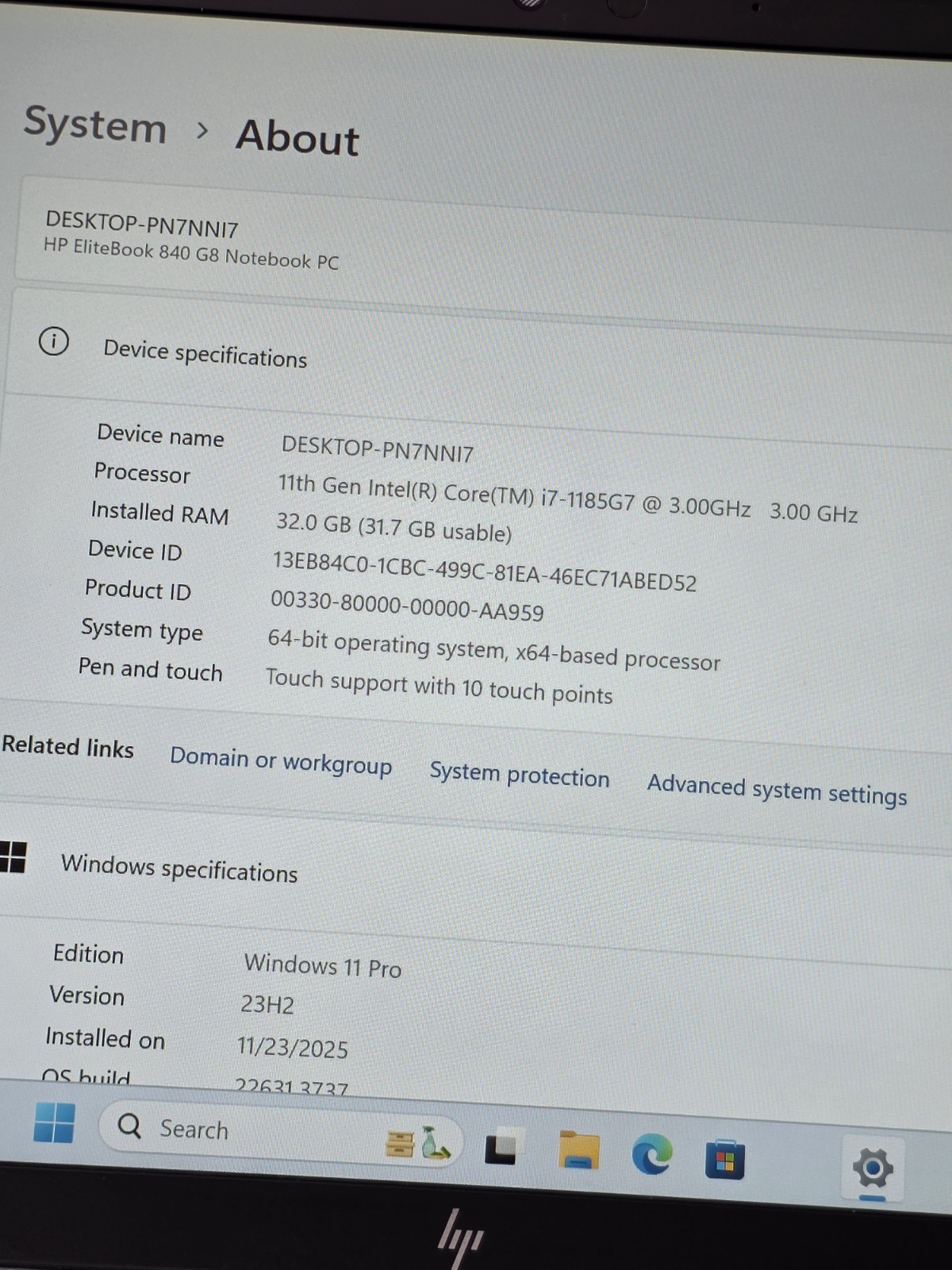 HP EliteBook 840 G8 14″ Touchscreen FHD Intel Core i7-1185G7 32GB 512GB W11 Pro