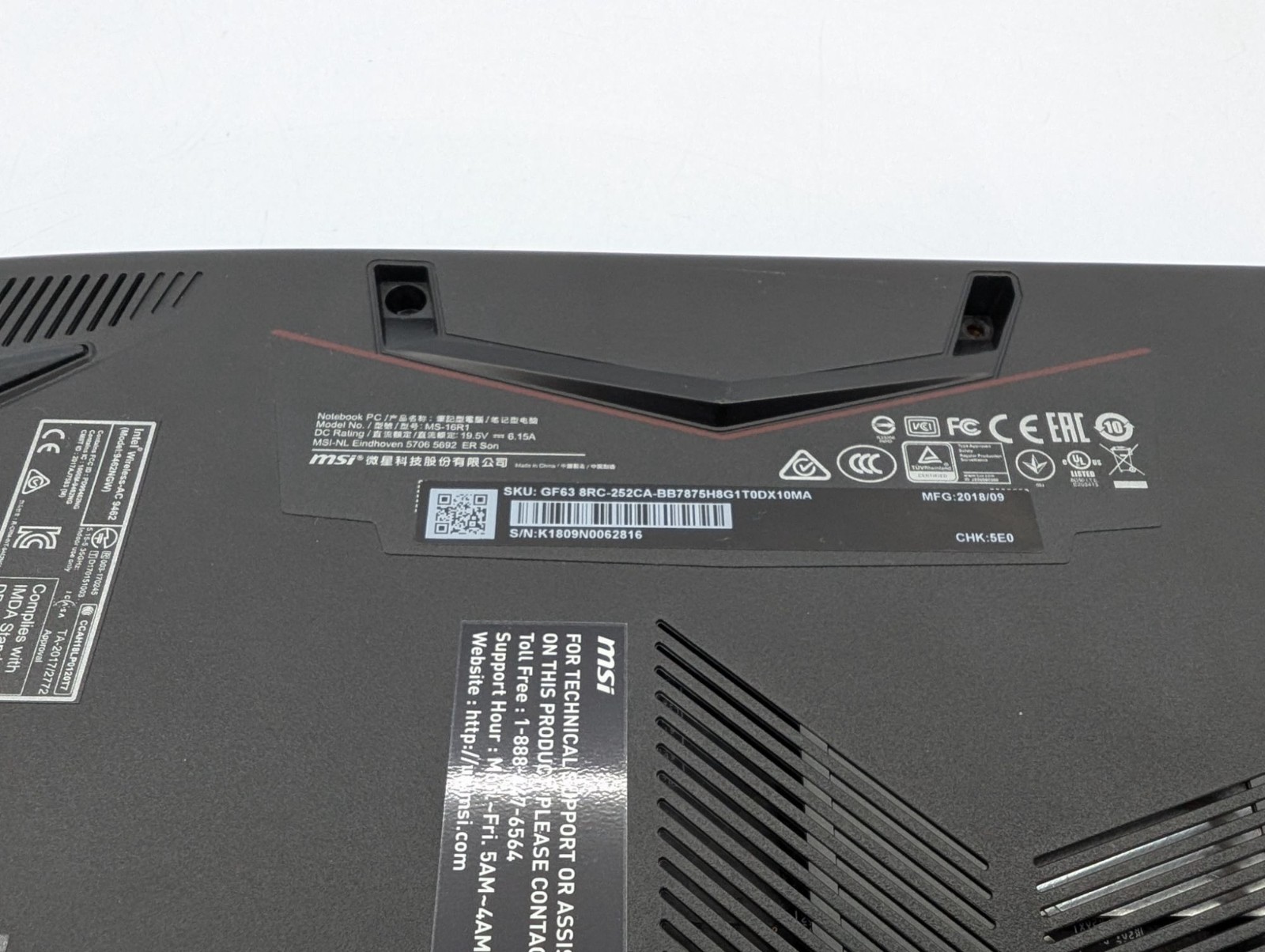 MSI GF63 8RC-252CA 15.6″ Display Intel Core i7-8750H 2.20GHz Processor Laptop