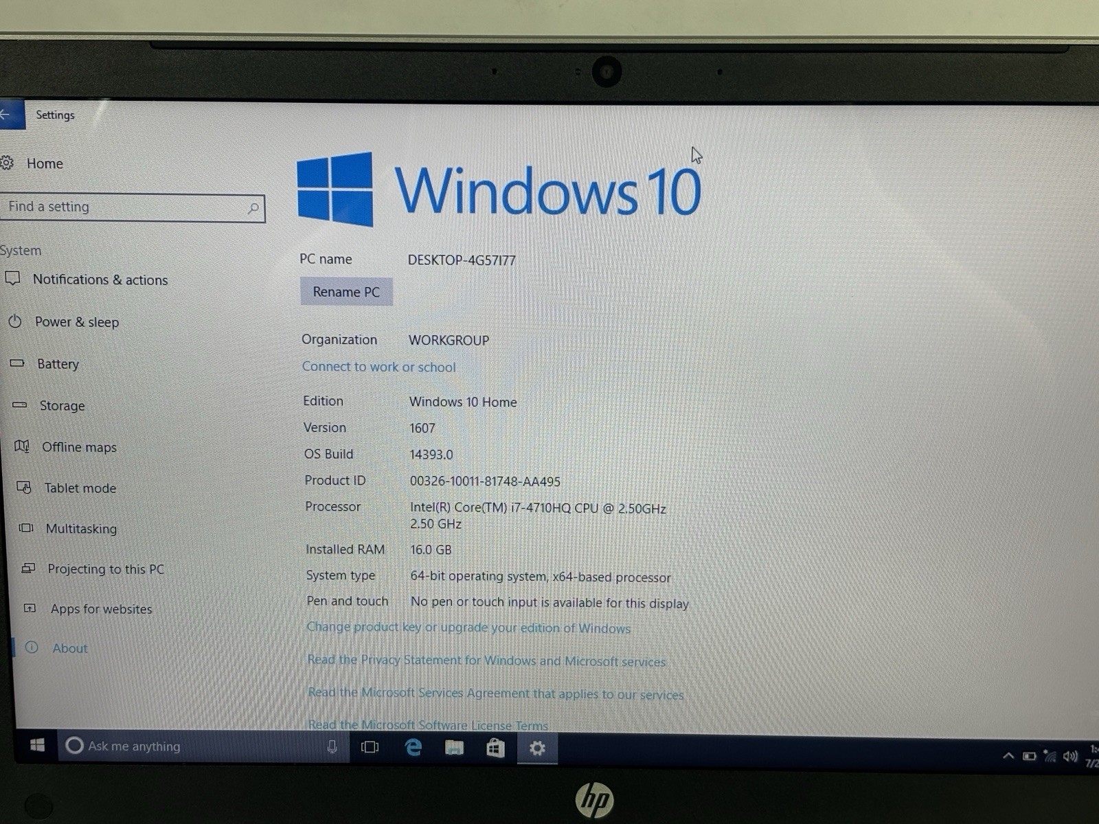 HP Envy 15t-k000 15.6″ Laptop i7-4710HQ 2.50GHz 16GB Ram 1TB HDD Win 10 Home