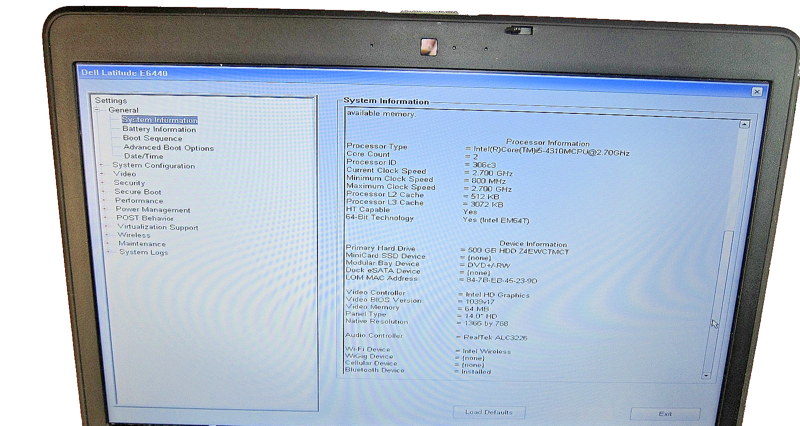 Dell Latitude E6440 Laptop Core i5-4310M 2.7GHz, 8GB, 500GB HDD, BT, WIFI, DVDRW
