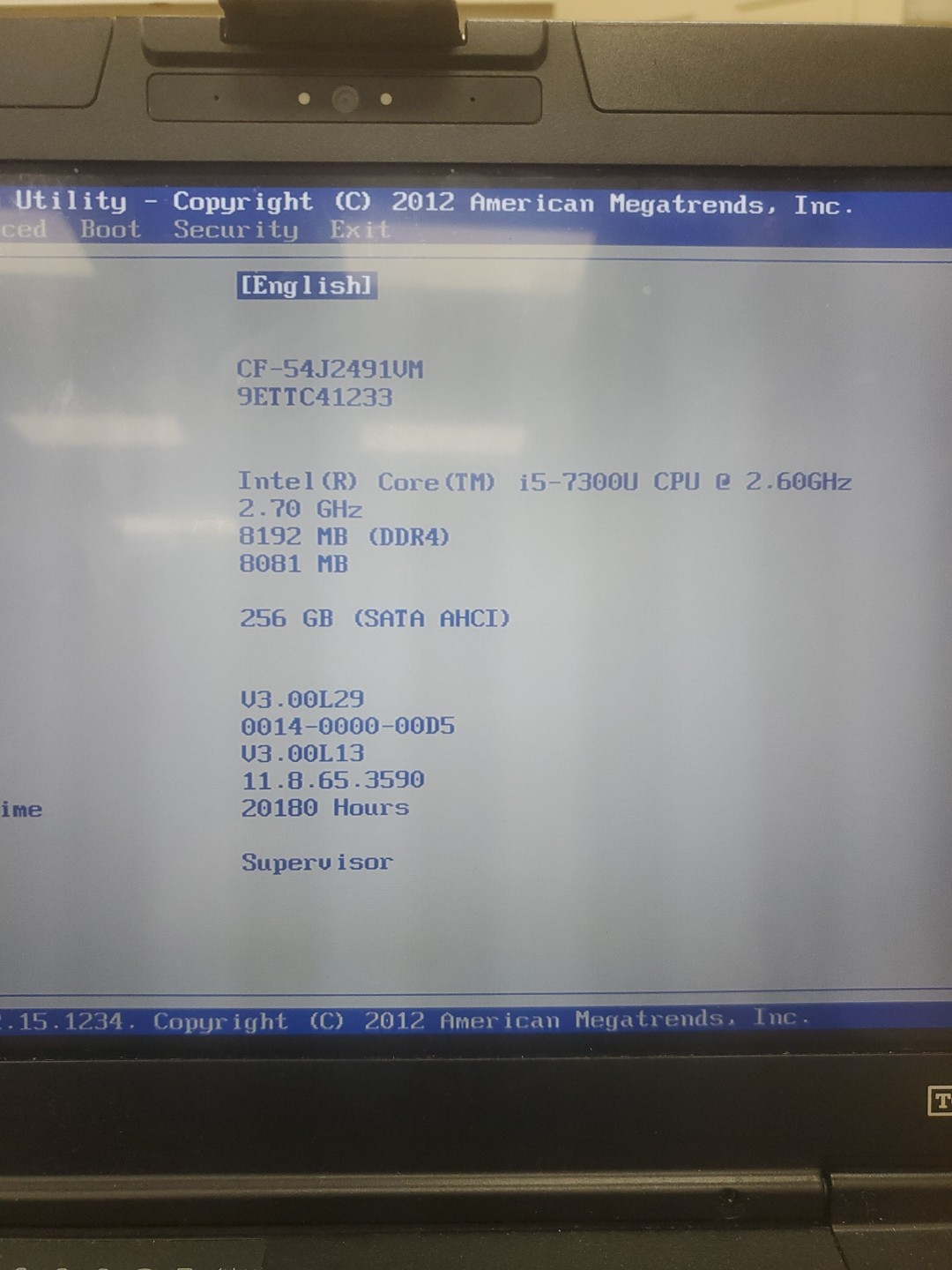 Panasonic Toughbook CF-54 MK3 FHD i5-7300U 8GB 256GB ssd 20180Hrs