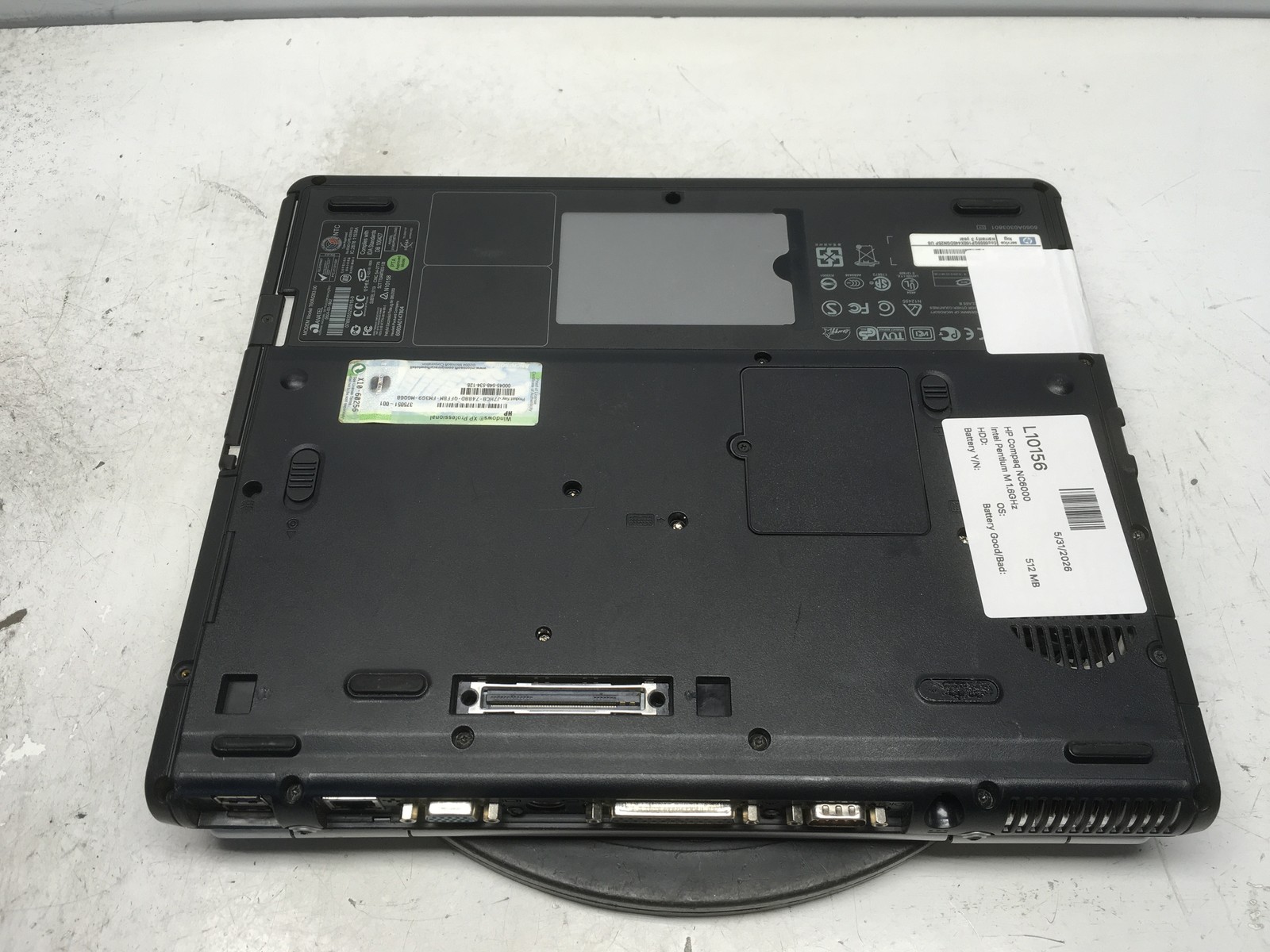 HP Compaq NC6000 Intel Pentium M 1.6GHz 512 MB NO HDD No Batt