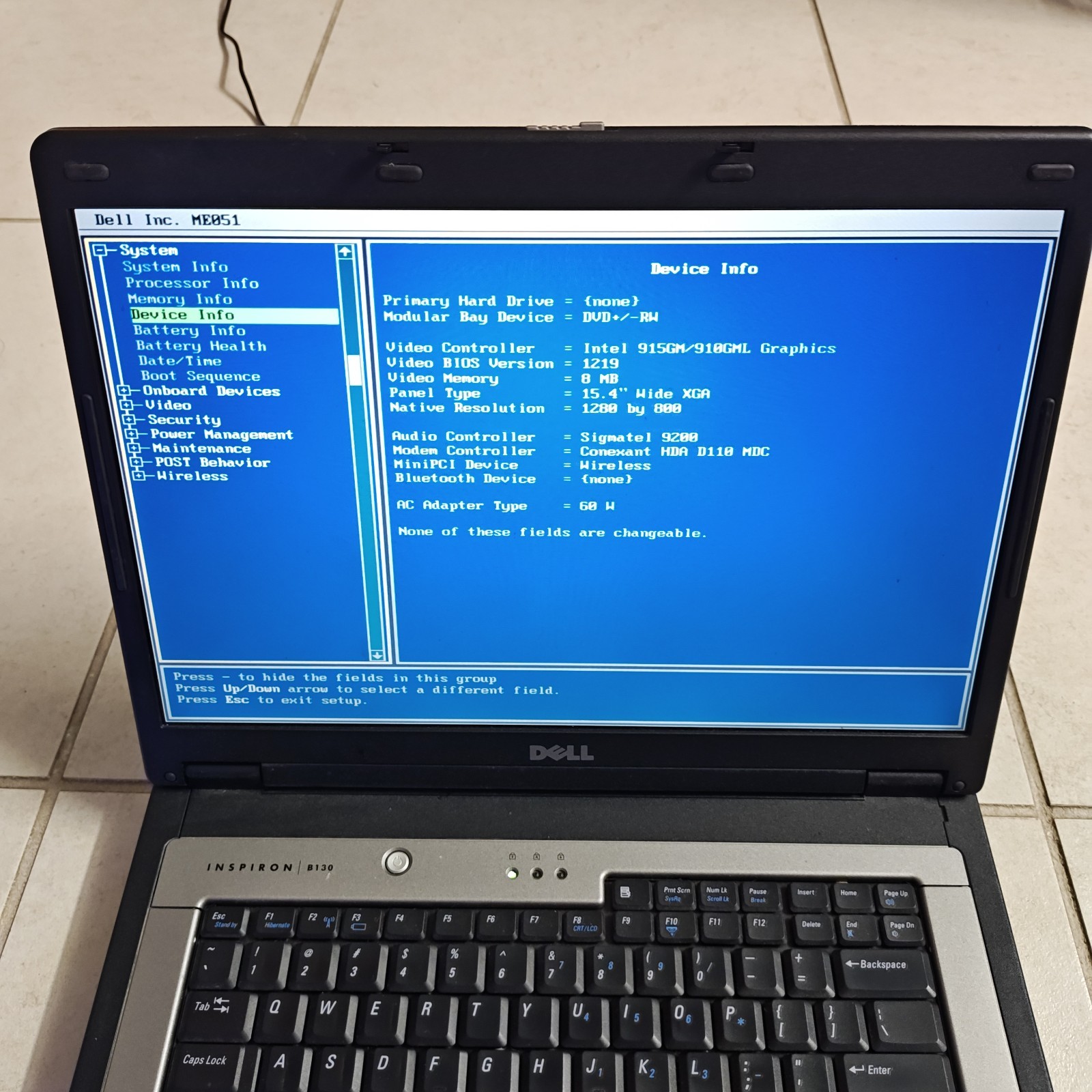 Dell Inspiron B130 14″ Laptop – NO HDD/512MB RAM – READ DESC #3887