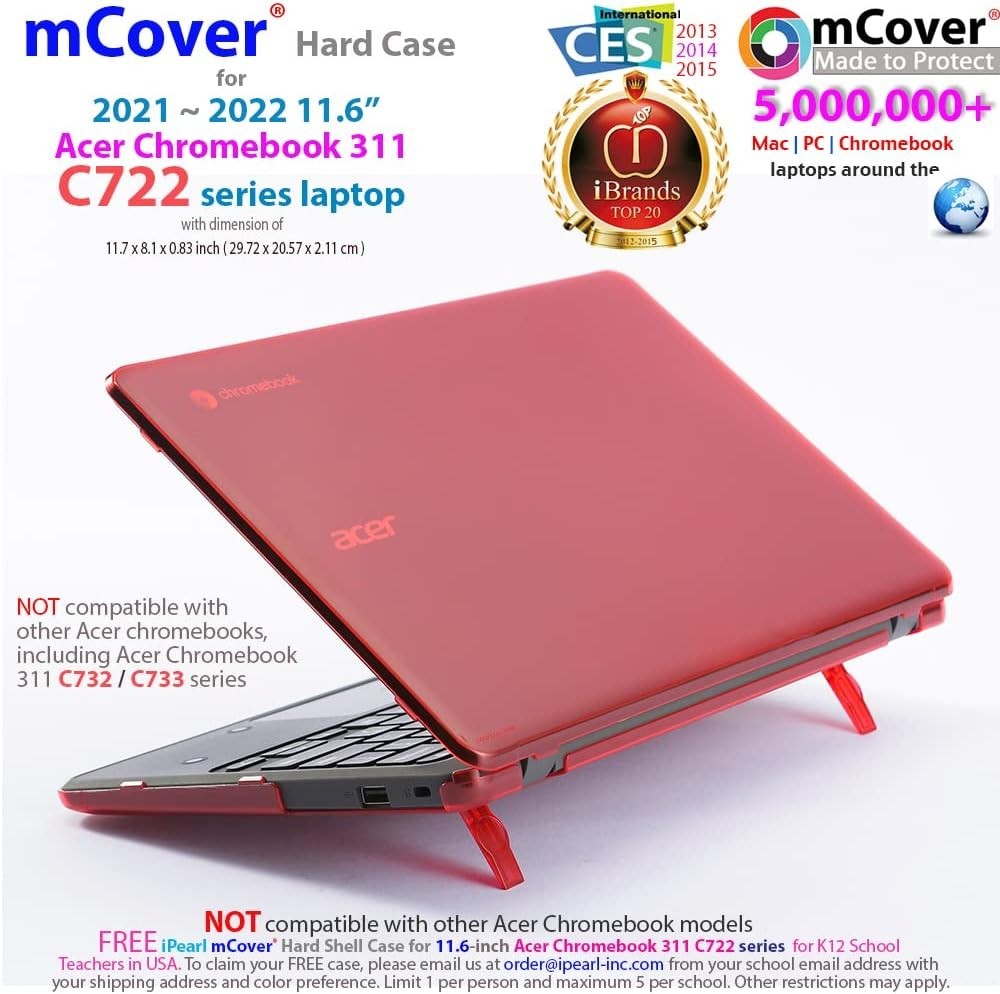 Durable Clip-On Hard Case for 11.6″ Acer Chromebook 311 C722 – Stunning Blue
