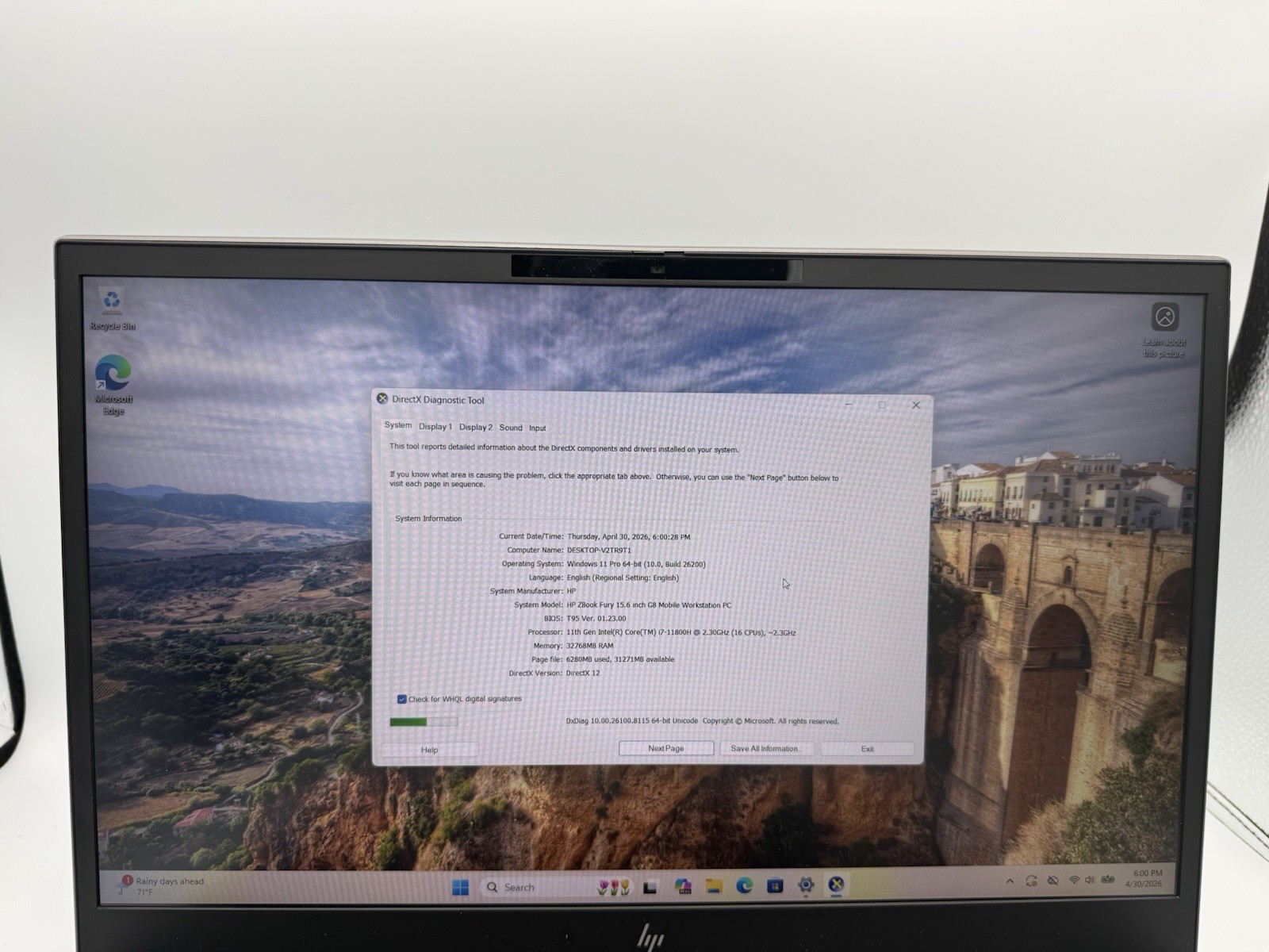 HP ZBook Fury 15.6” G8 WS – i7-11800H | 32GB RAM | 1TB SSD
