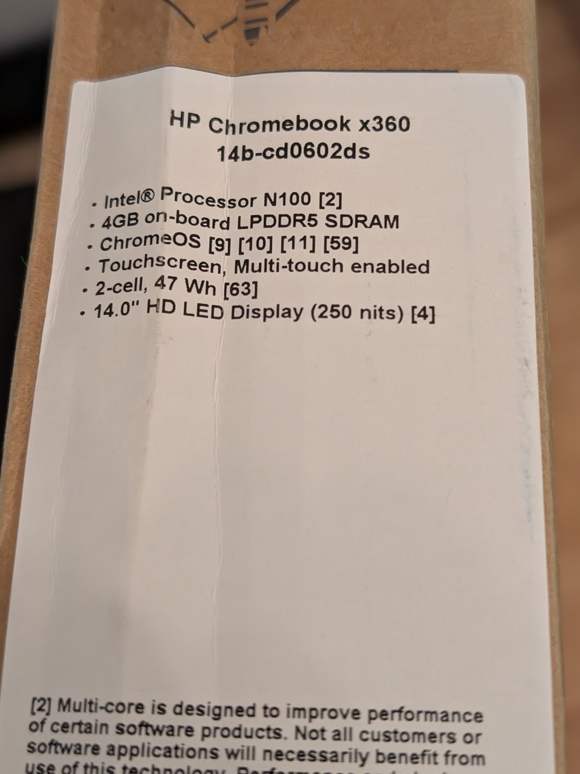 HP Chromebook x360 14b-cd0602ds 14″ Touch Intel N100 4GB 128GB UFS ChromeOS