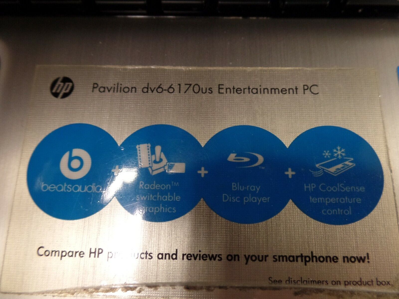 Brushed Aluminum 15.6″ HP Pavilion DV6-6170US 2.0GHz i7-2630QM 6GB 750GB Win10