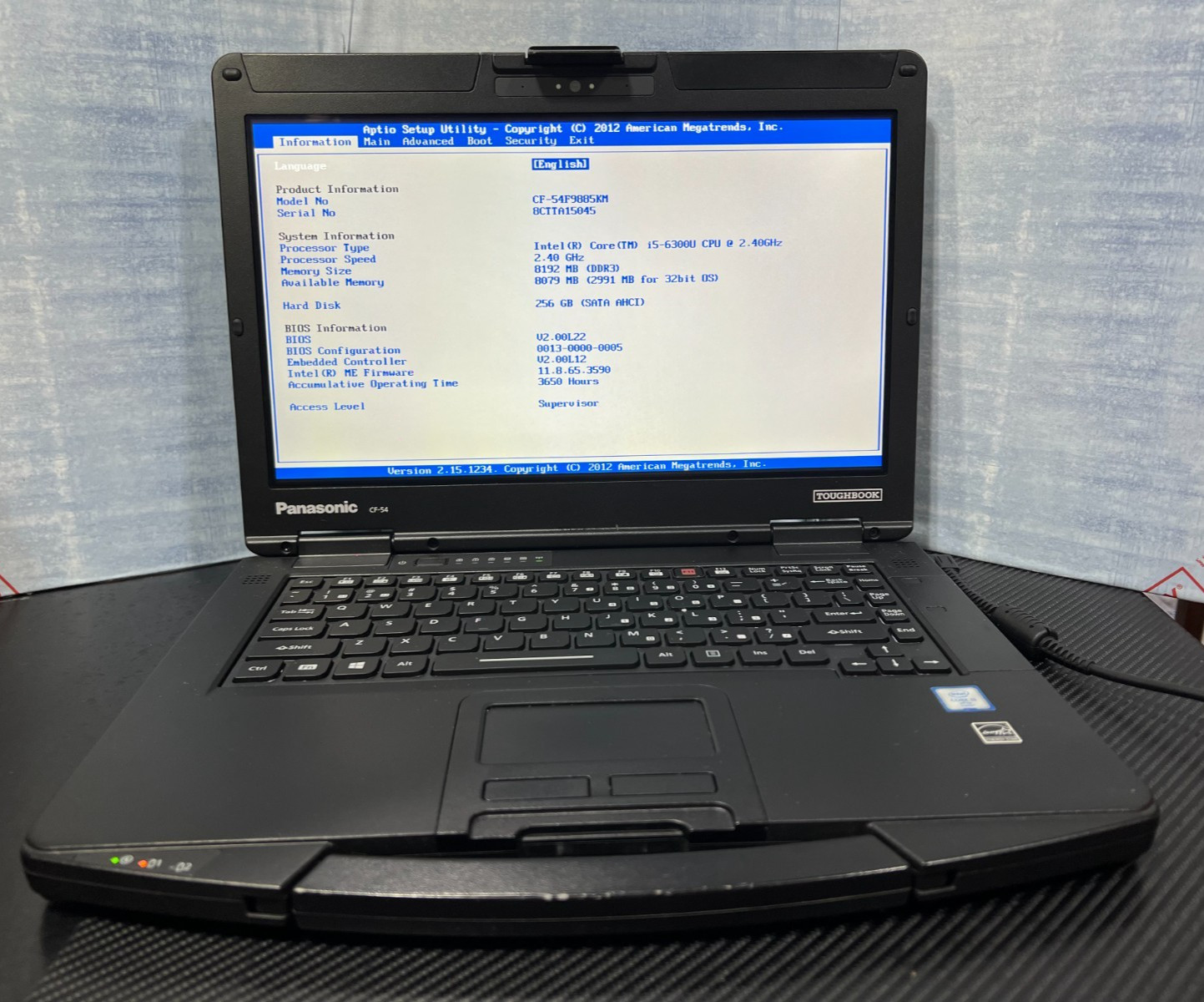 CF-54F9885KM, i5-6300U 2.40Ghz,8GB Mem,256GB SSD,Touchscreen,4G LTE,GPS, 3,650Hr