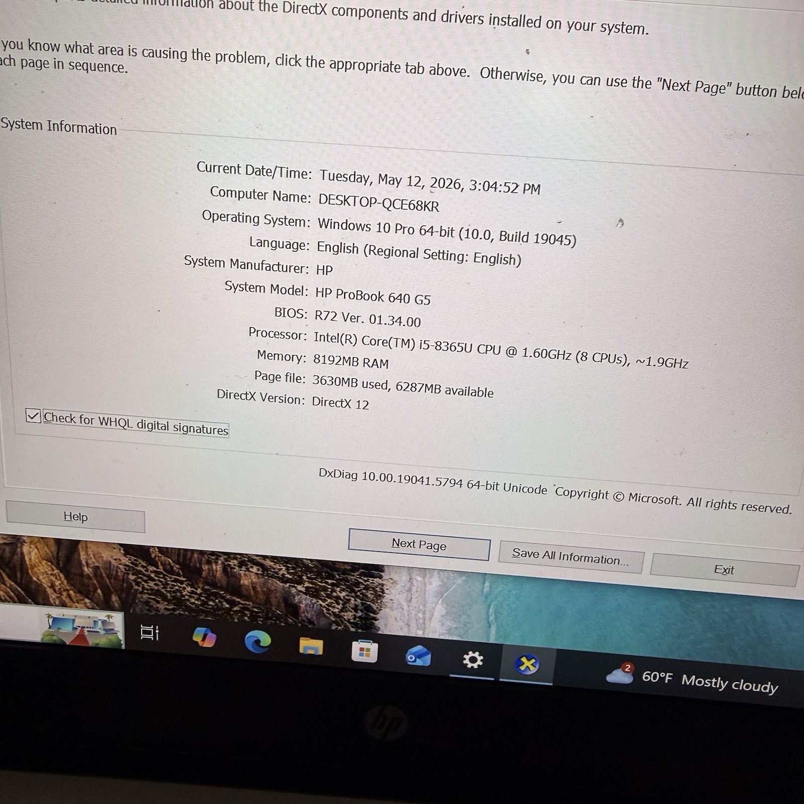hp probook 640 g5 i5. 8th Gen