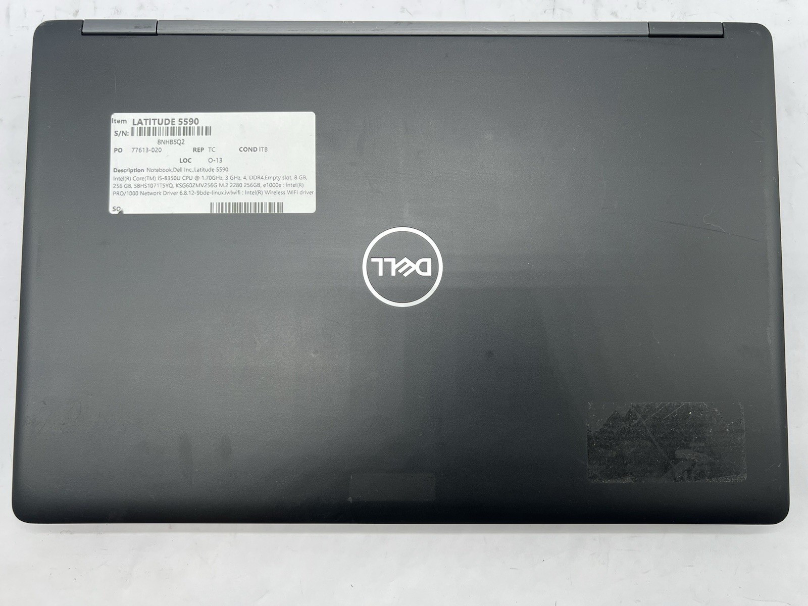 Dell Latitude 5590, i5-8350U CPU, @ 1.70GHz, 8GB RAM, 256GB SSD-No OS/Charger