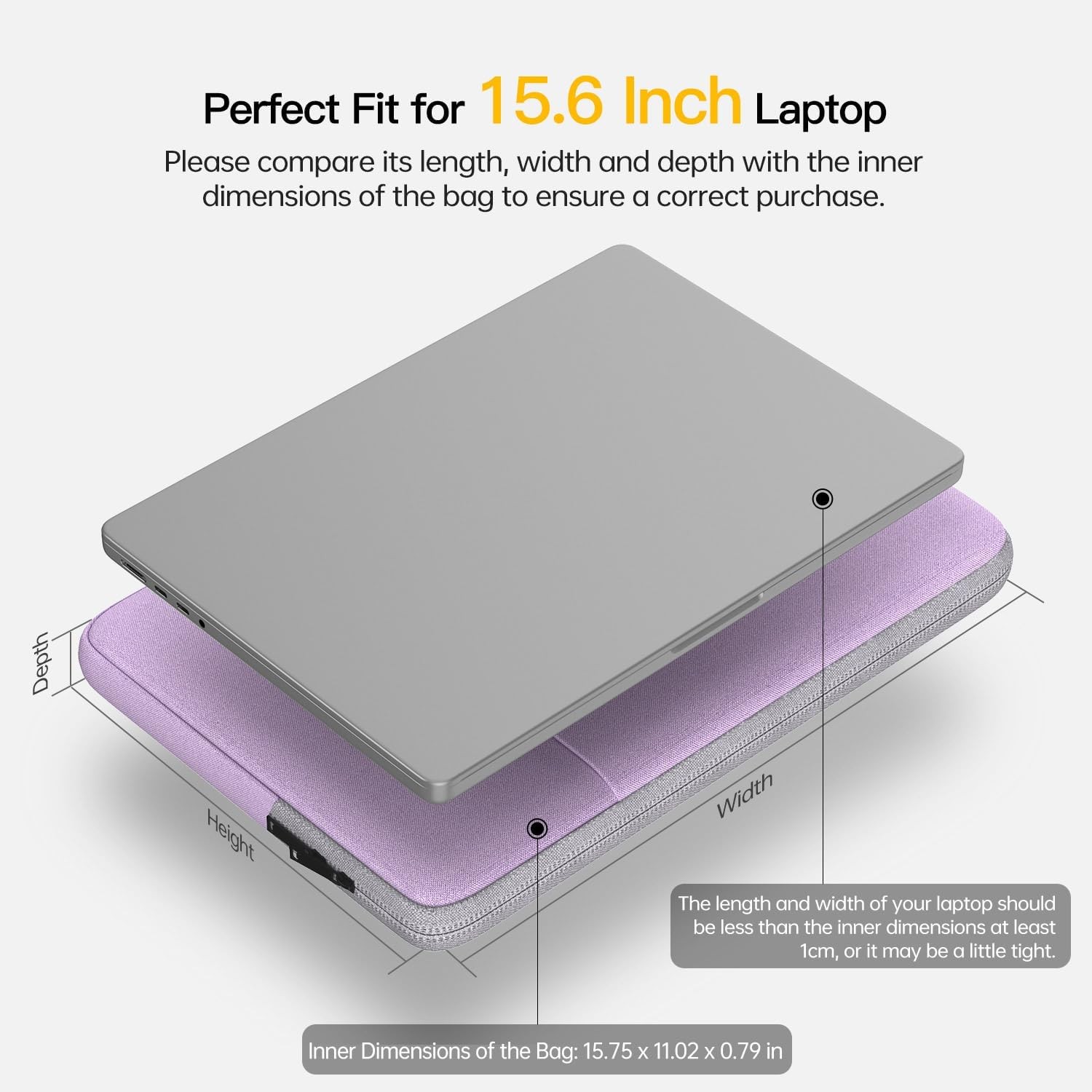 Laptop Sleeve Case for 15.6-16 Inch HP Omnibook 16, Lenovo Yoga 7i 16, Dell Insp
