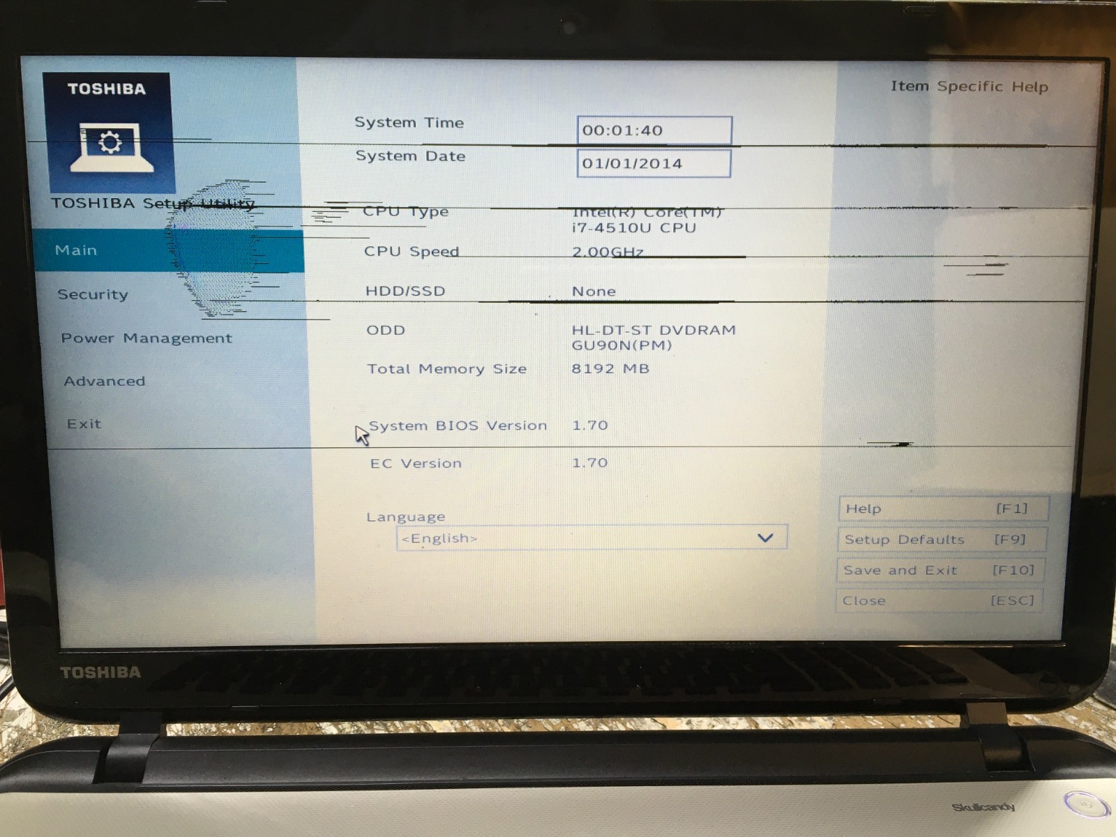 Toshiba Satellite L55-B5357 Intel i7-4510U 2GHz 8 GB NO HDD
