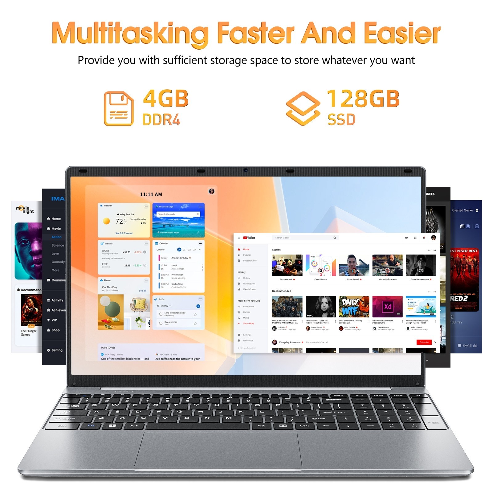 SGIN 15.6” Laptop Intel i3 Windows 11 Notebook 8GB RAM 256GB SSD FHD Display