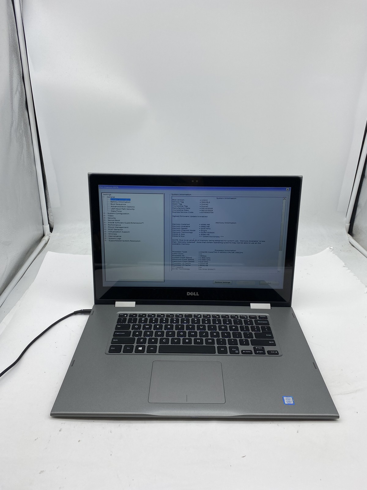 Dell Inspiron 5579 Laptop Intel Core i7 8550U 1.8GHz 4GB RAM – No HDD Touch