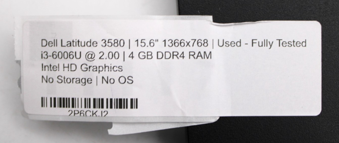 Dell Latitude 3580 i3-6006U@2.0GHz 4GB DDR4 RAM NO STORAGE/OS *USED/TESTED*