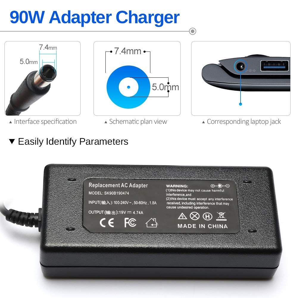 KAQIAR 90W AC Adapter Laptop Charger Compatible with HP Elitebook 8440p 8460p 25