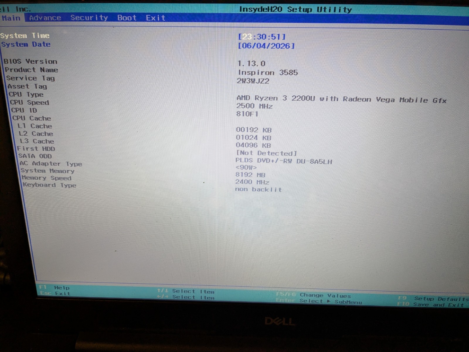 Dell Inspiron 3585 Laptop 15.6″ Ryzen 3 2200U 8GB Radeon Vega No HDD No OS