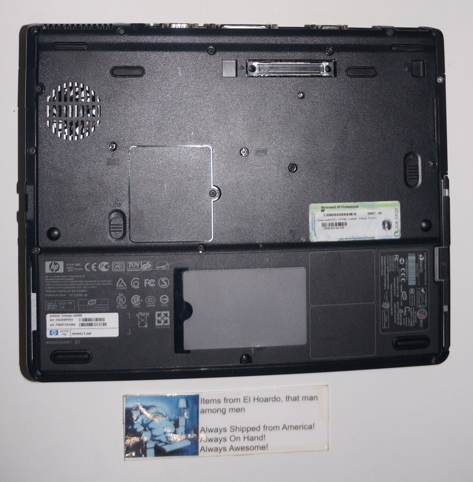 HP COMPAQ NC6000 LAPTOP 1.60 GHz 1GB FOR PARTS AS IS