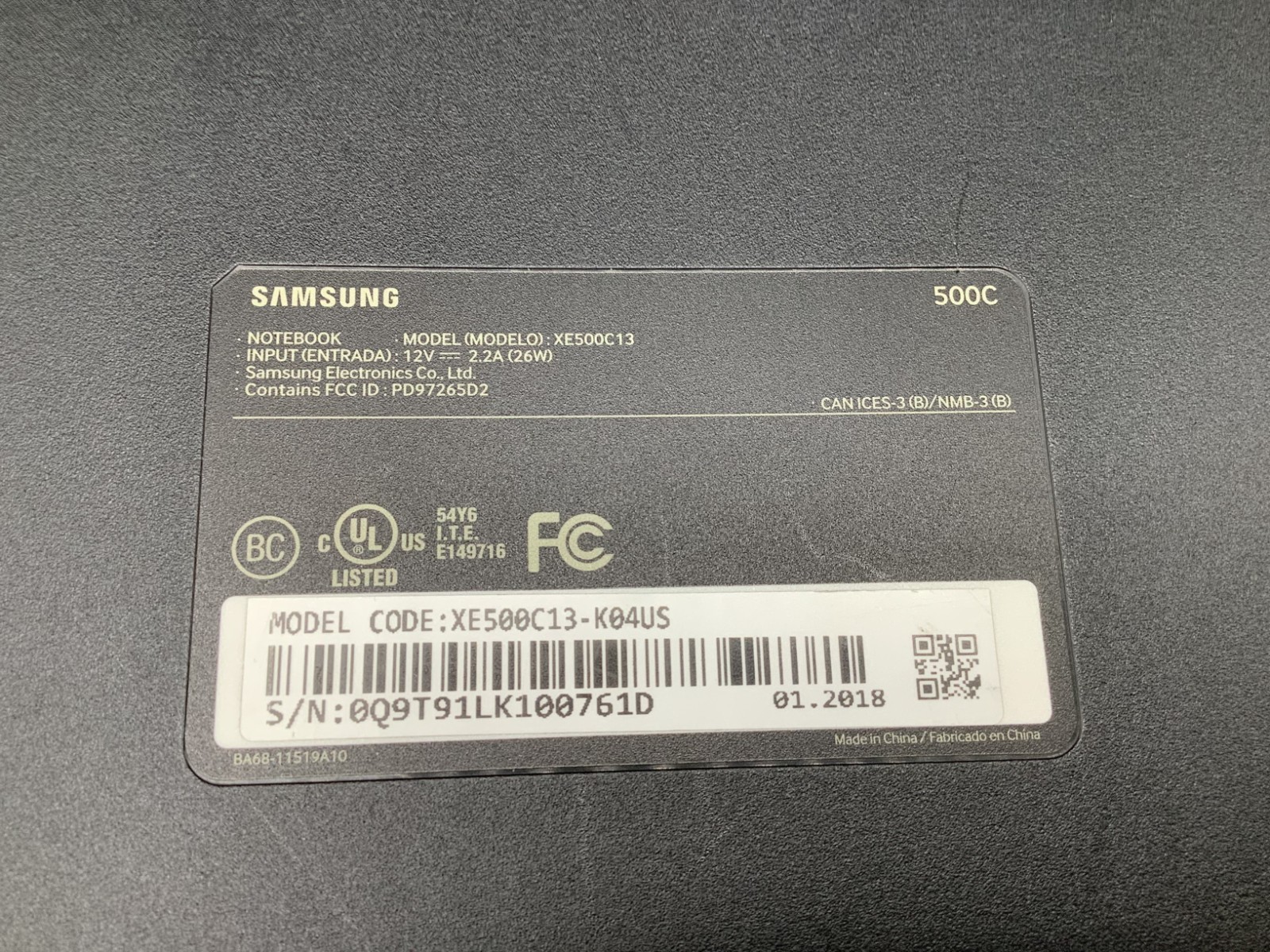 Samsung Chromebook XE500C13 Laptop 11.6″ N3060 @ 1.6GHz 16GB SSD 4GB RAM