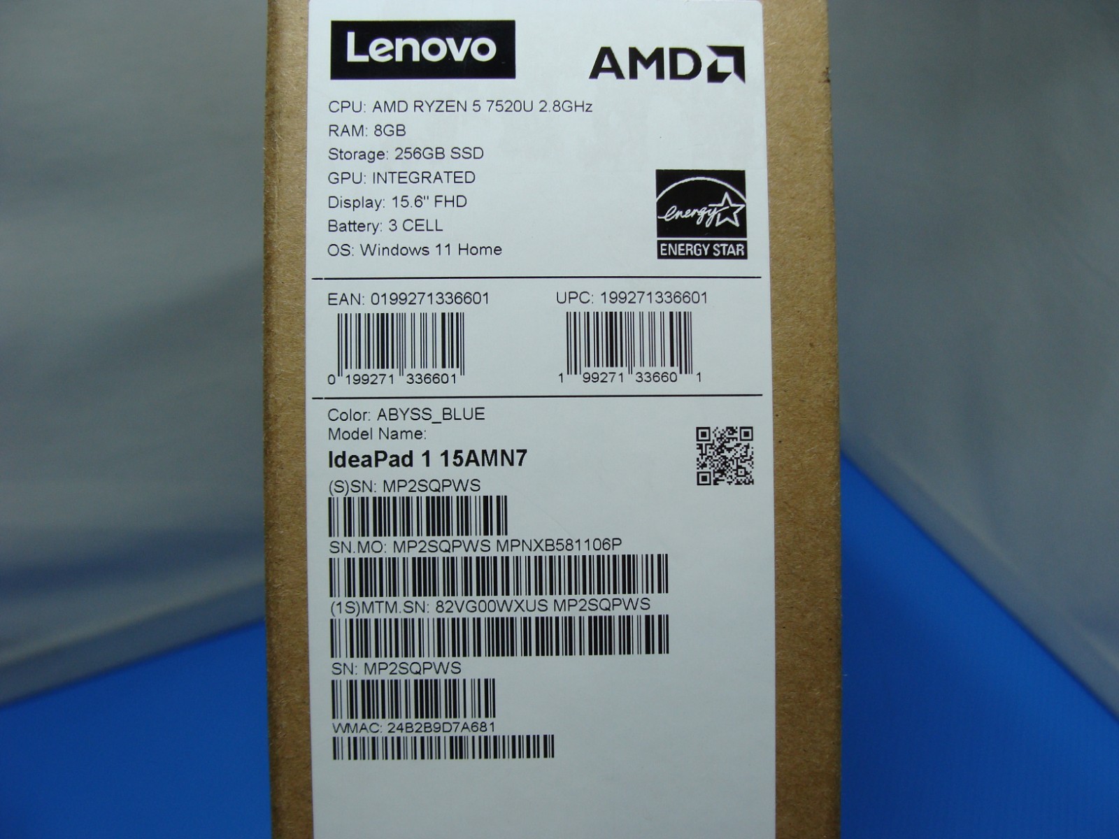 Lenovo IdeaPad 1 15AMN7 15.6″ FHD Ryzen 5 7520U 2.8Ghz 8GB 256GB Warranty11/2026