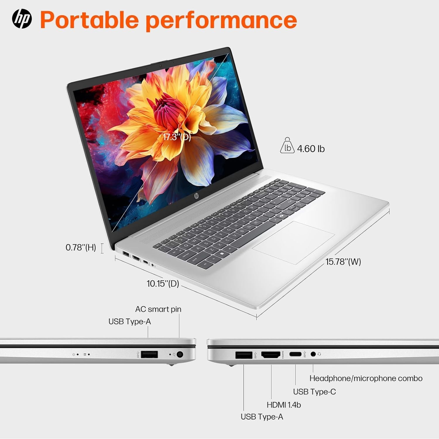 HP 17.3″ Laptop, Intel 8-Core Processr, Up To 64GB RAM + 2TB SSD, Win11 Pro