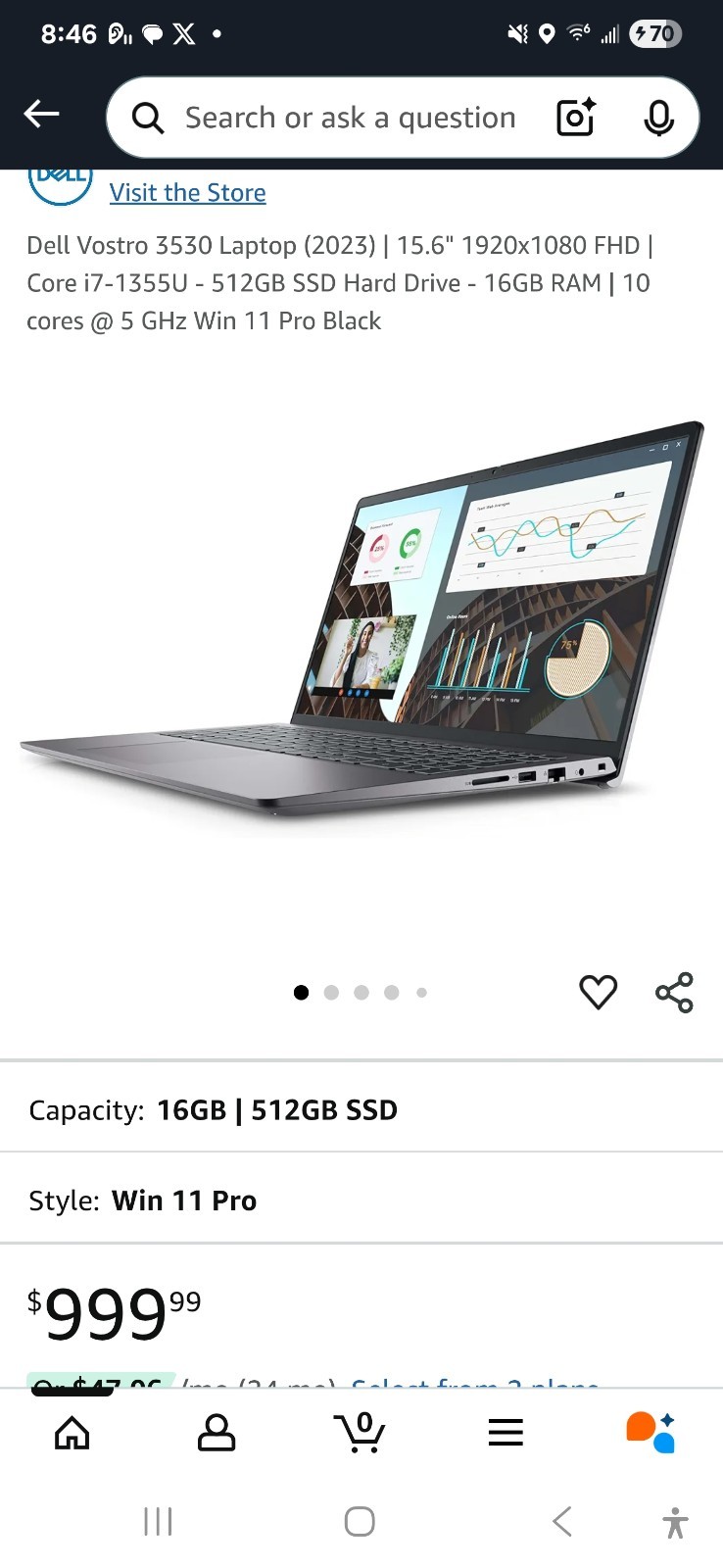 Dell Vostro 3530 Laptop 15-inch, Intel Core I7-1355U, 5GHz, 16GB RAM