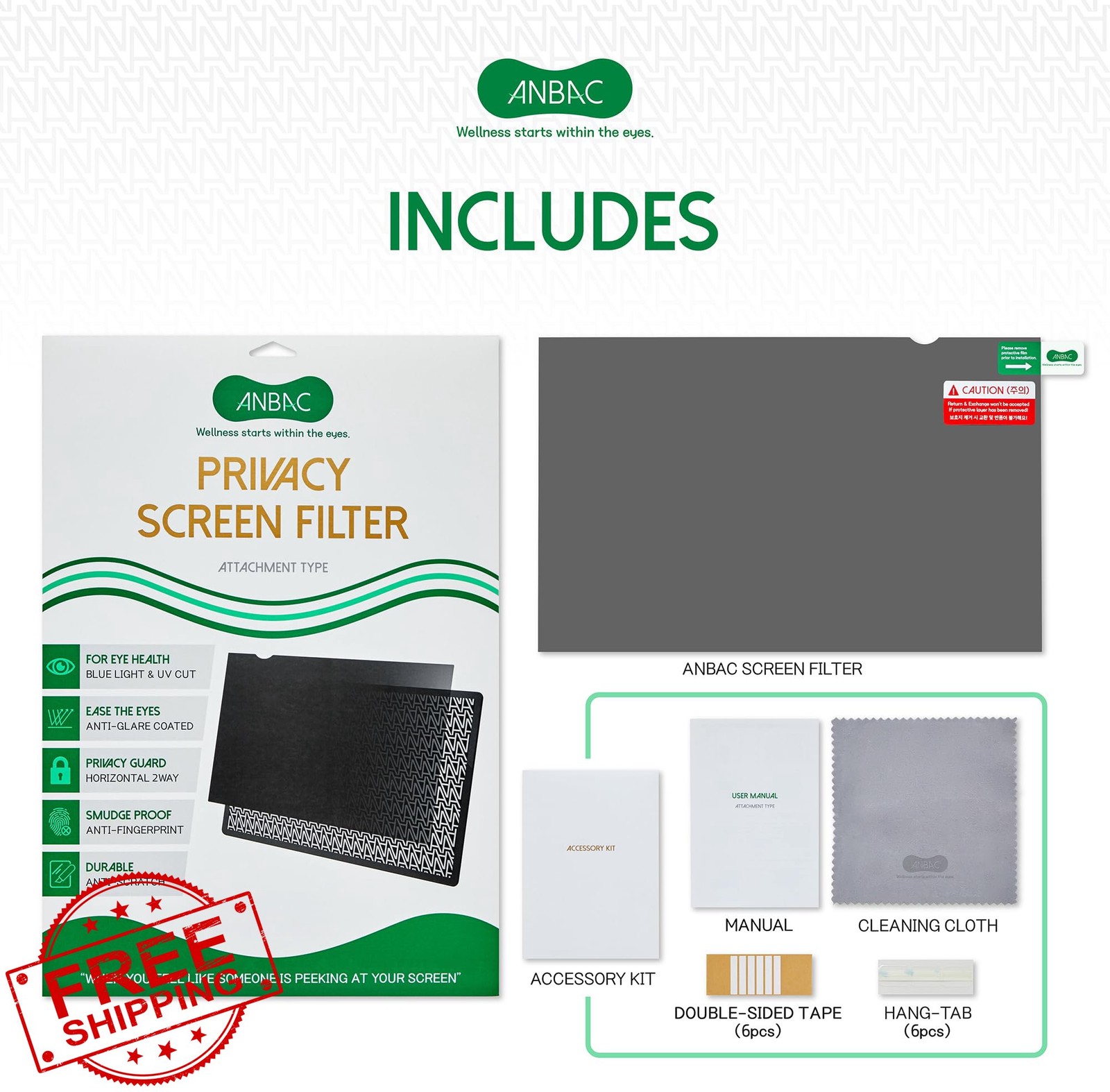ANBAC 14.1 Inch Laptop Privacy Screen Shield for 16:10 Wide Display – Anti Gl…