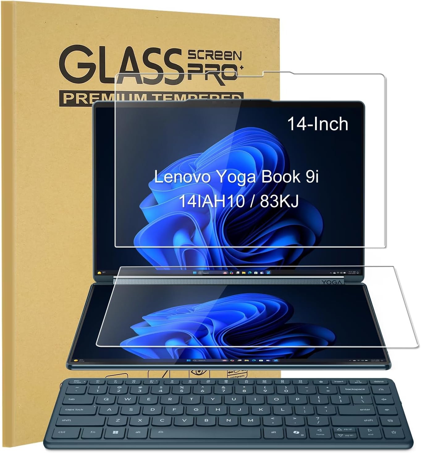 2-Pack Tempered Glass Screen Protectors for 2025 Lenovo Yoga Book 9i 14″ Laptop