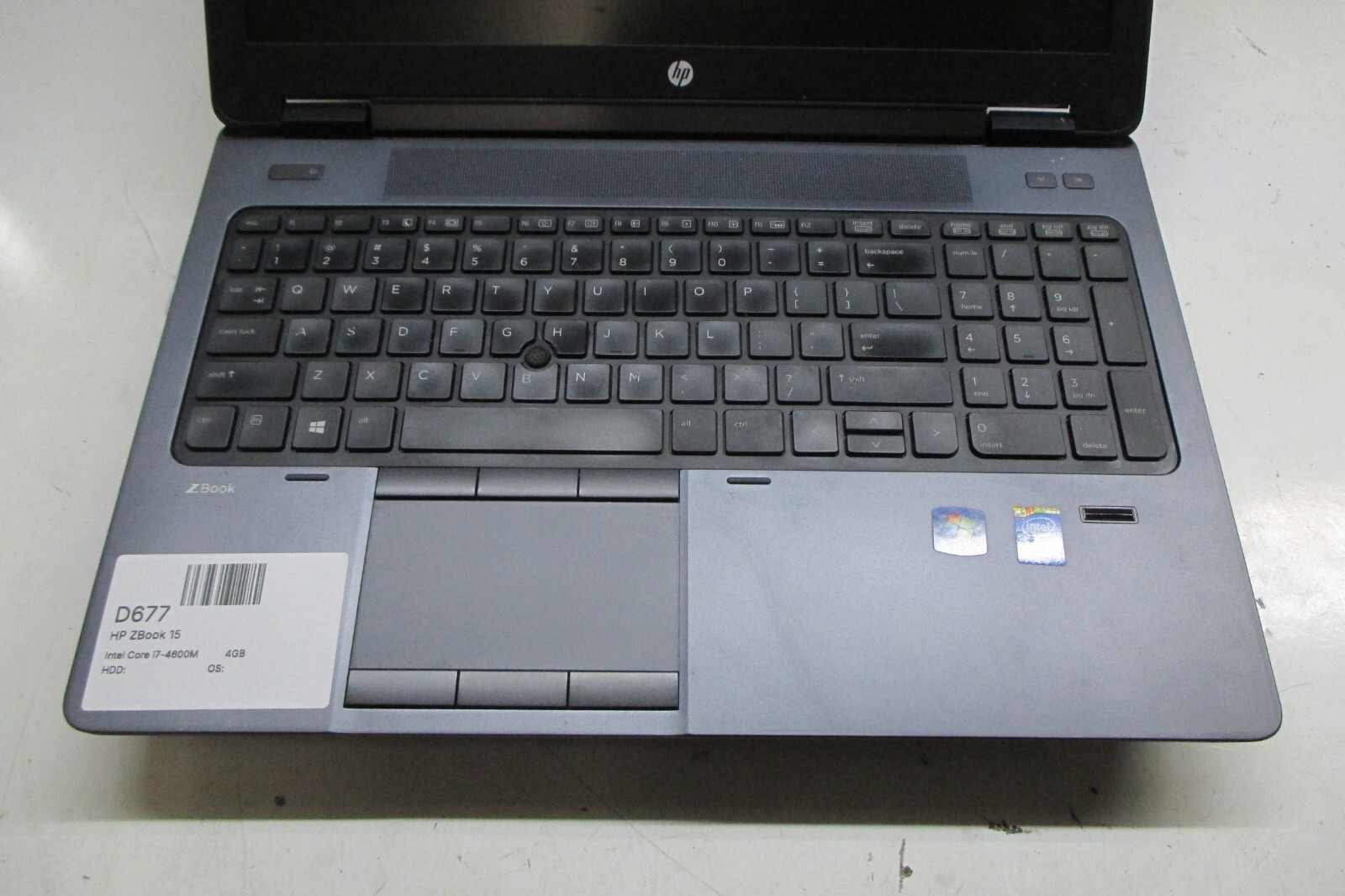 HP ZBook 15 Laptop Intel Core i7-4600M 4GB Ram Nvidia Quadro K1100M – No HD/Batt