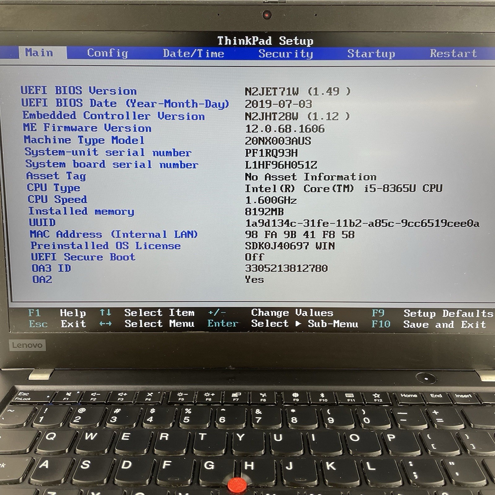 Lenovo ThinkPad T490s 14″ i5-8365U 1.60 GHz 8 GB RAM No SSD/OS/AC – Bad Corner