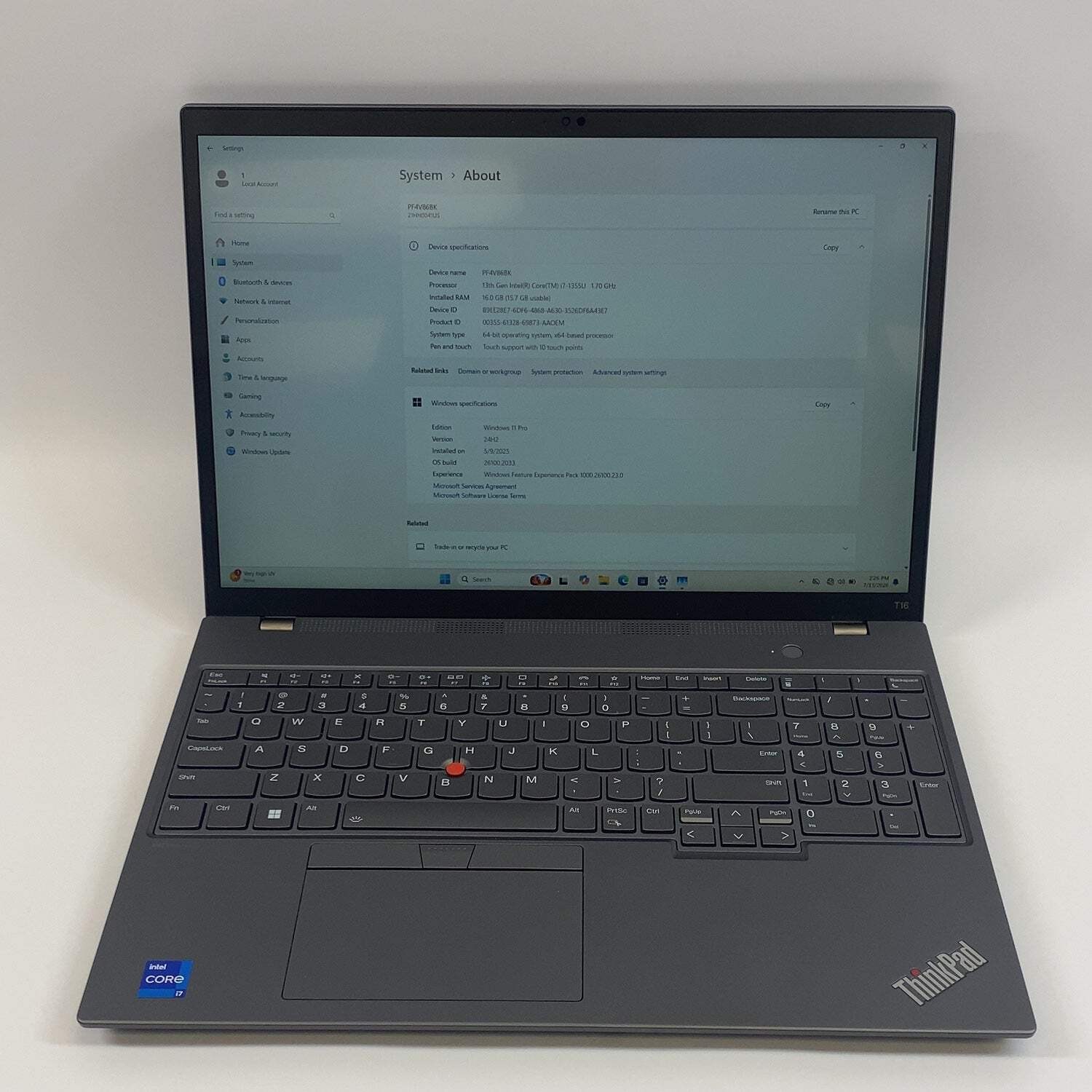 Lenovo ThinkPad T16 Gen 2 16″ i7-1355U 1.7GHz 16GB RAM 500GB SSD